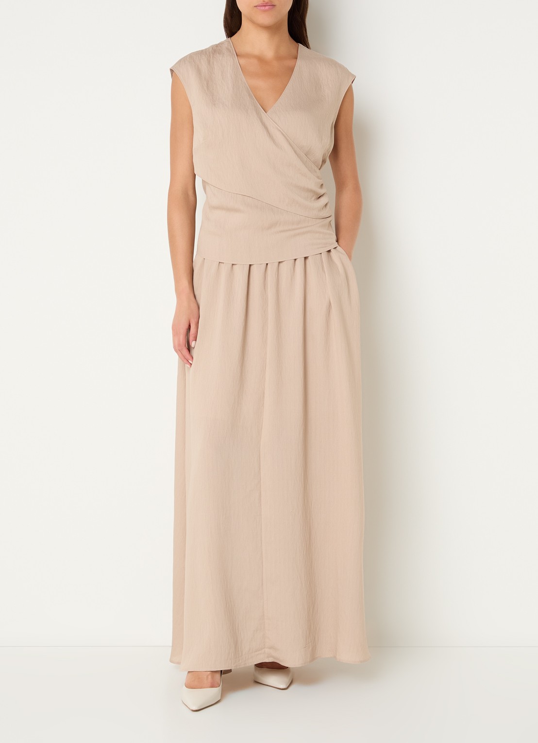 Fifth House Olli top met V-hals - voorkant 4 beige