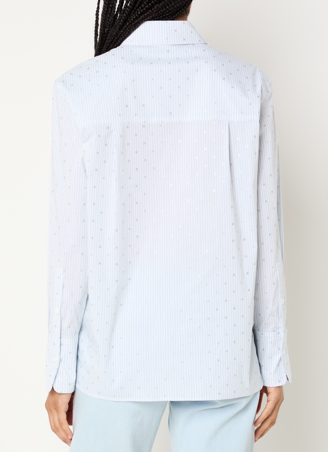Fifth House Orella blouse met streepprint - achterkant 3 lichtblauw