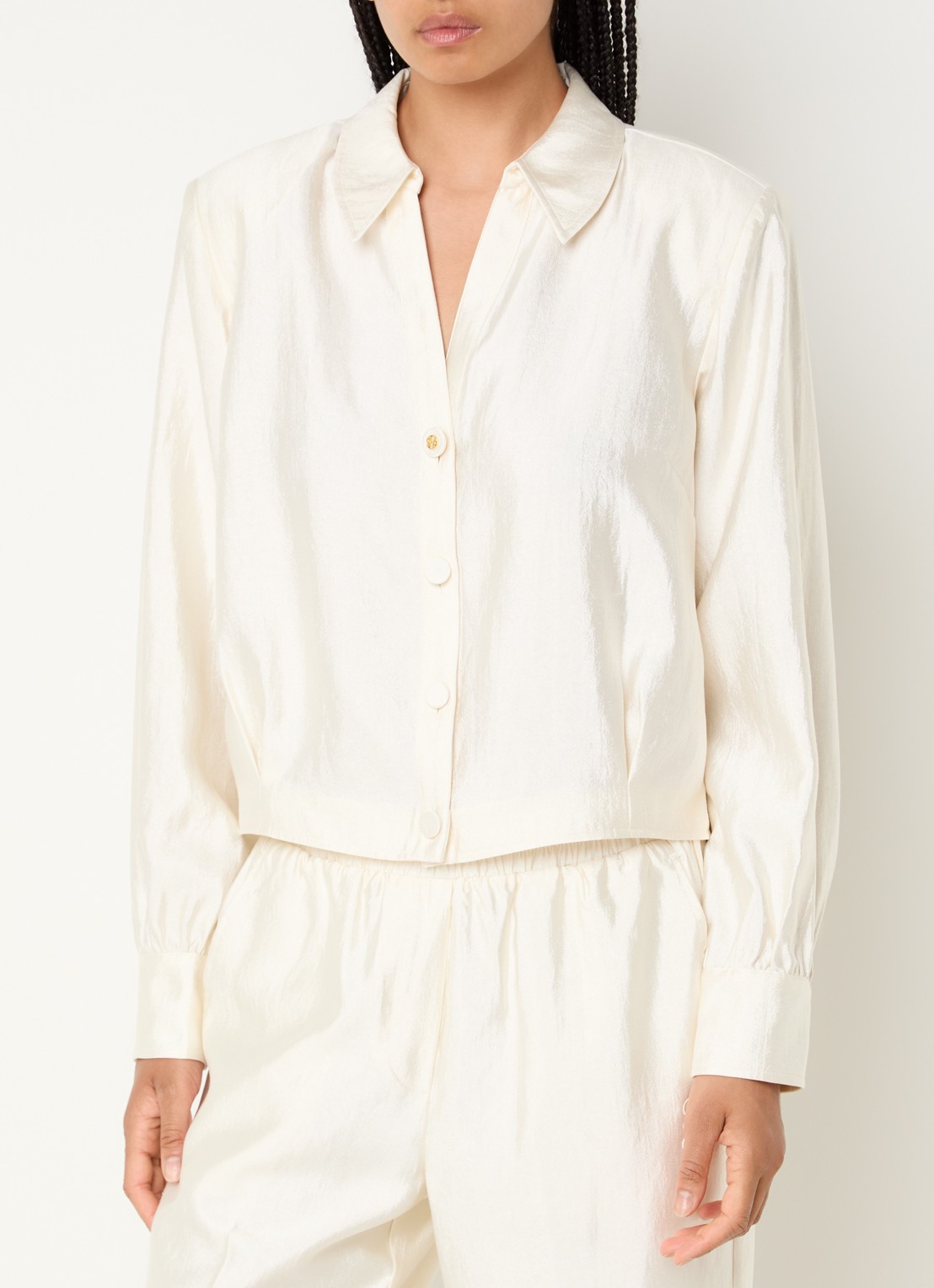 Fifth House Orlando blouse met structuur - detail 4 wit