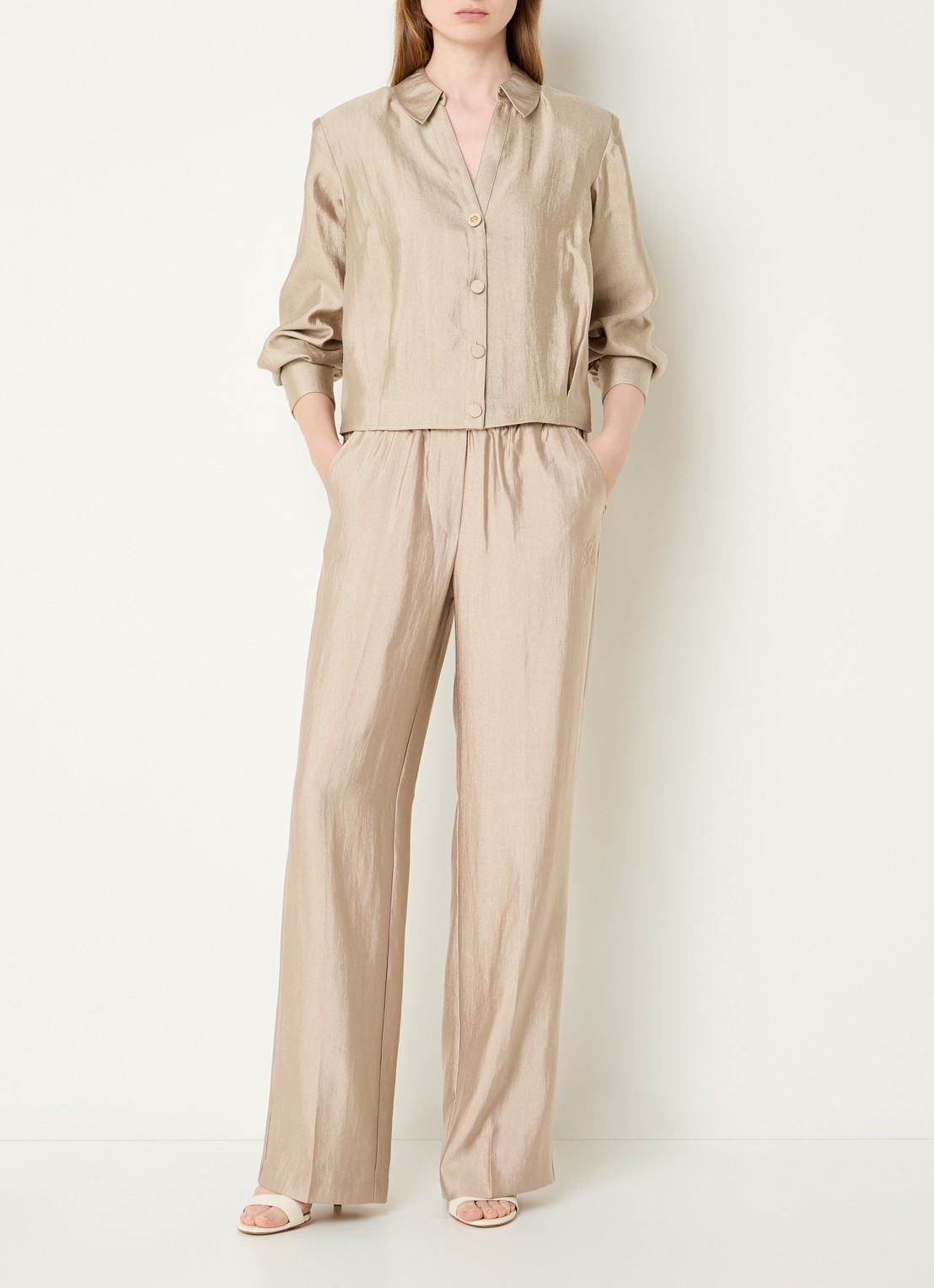 Fifth House Orlando blouse met structuur - voorkant 3 beige