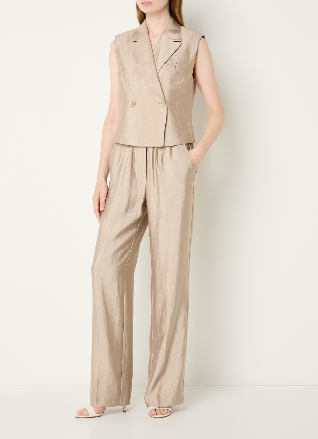 Fifth House Orlando double-breasted gilet - voorkant 3 beige
