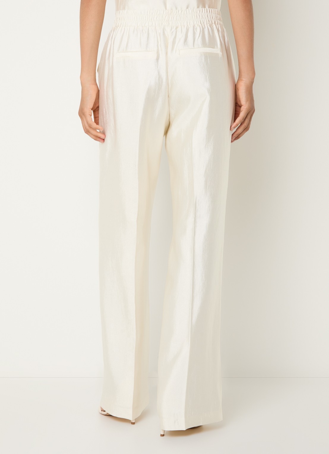 Fifth House Orlando high waist straight fit broek met glanzende finish - achterkant wit
