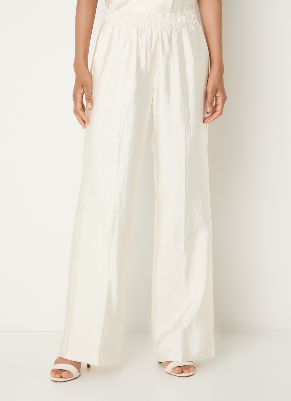 Fifth House Orlando high waist straight fit broek met glanzende finish - detail 2 wit