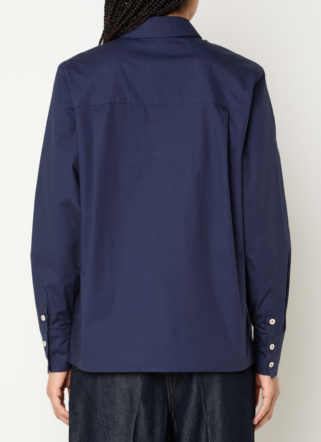 Fifth House Osan blouse met logoborduring - achterkant 4 donkerblauw