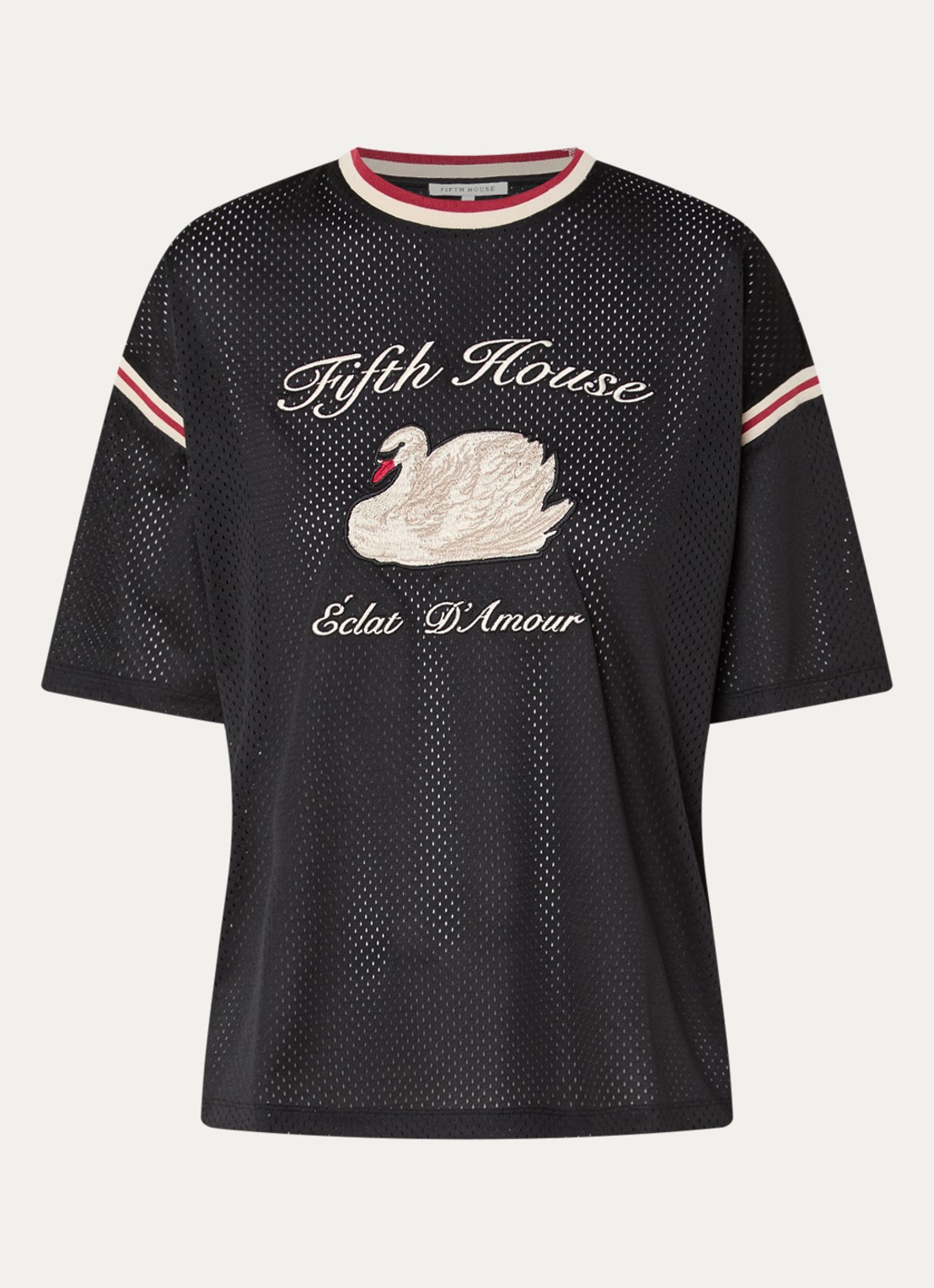 Fifth House Otilia T-shirt met print - voorkant 3 zwart