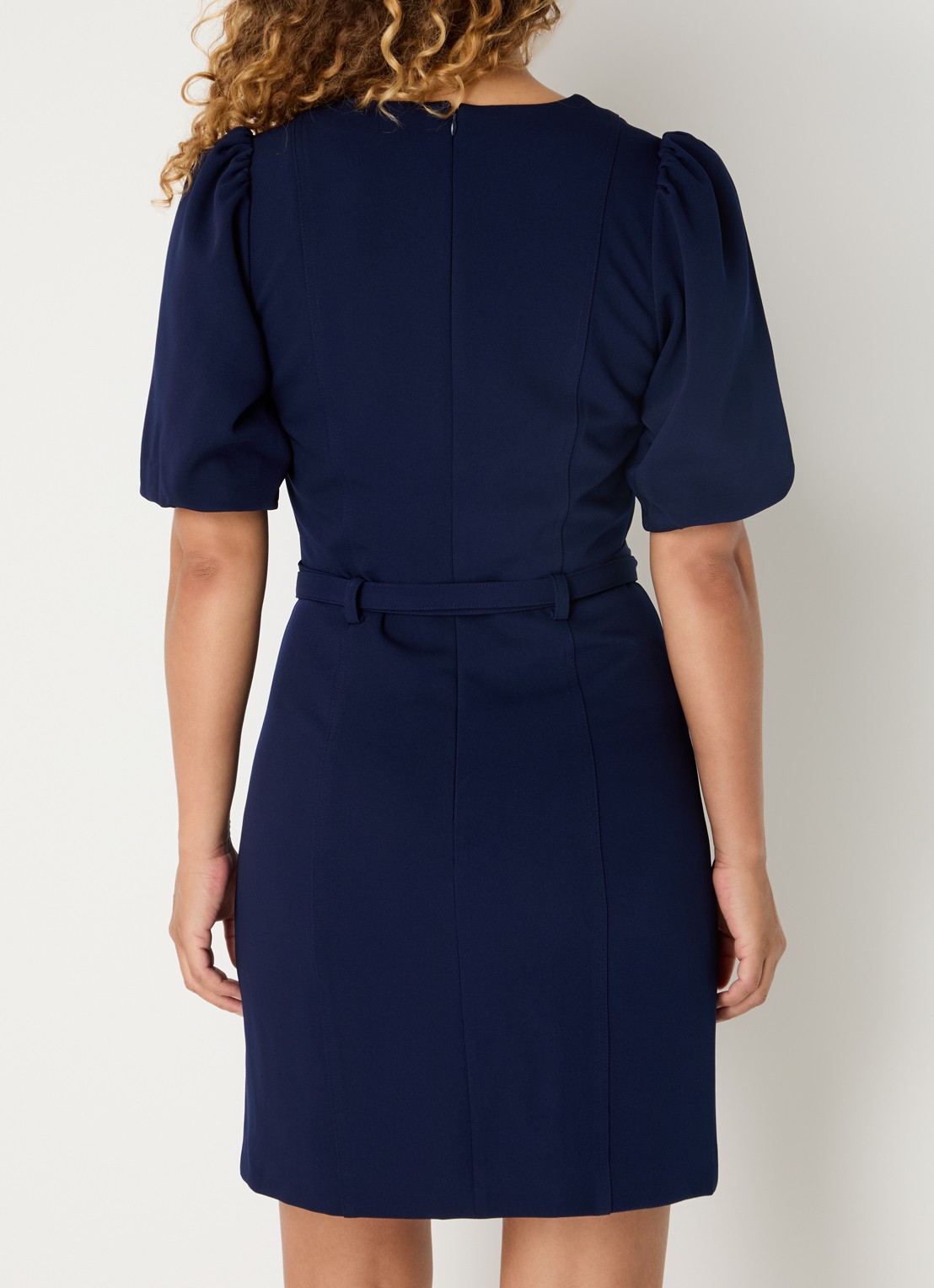Fifth House Ozias mini jurk met pofmouw en ceintuur - achterkant 4 royalblauw