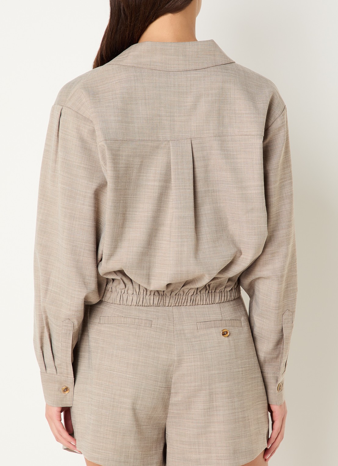 Fifth House Ozzy blouse met V-hals  - achterkant middengrijs