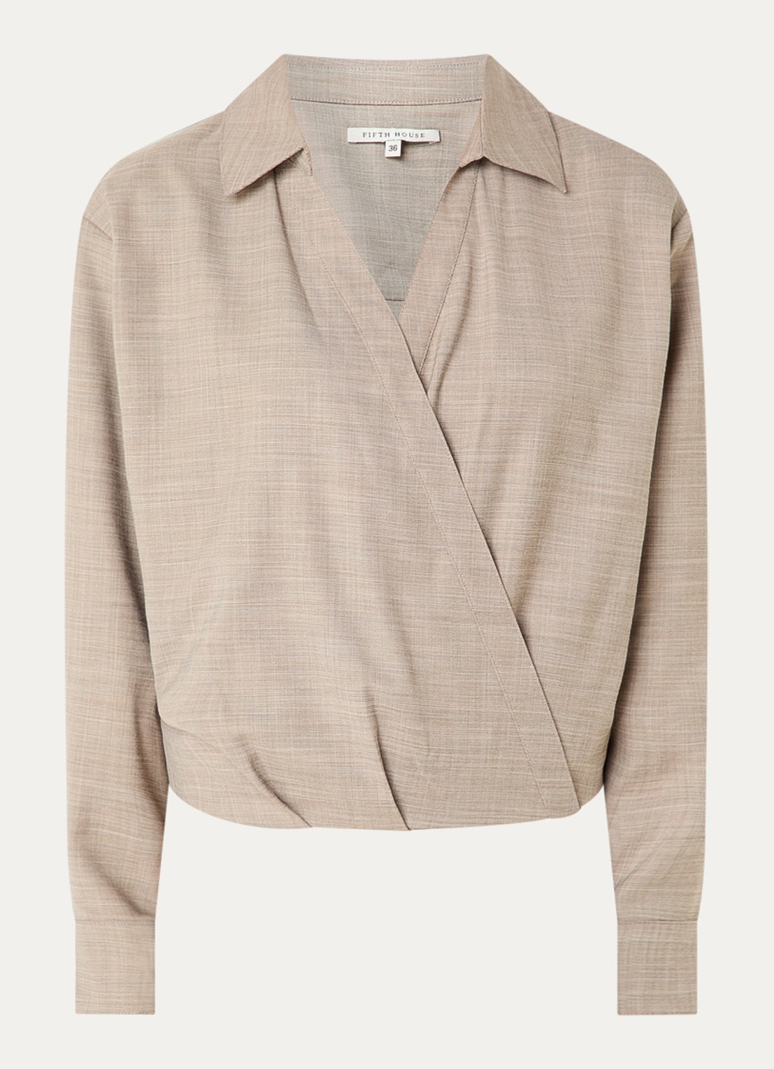 Fifth House Ozzy blouse met V-hals  - voorkant 2 middengrijs