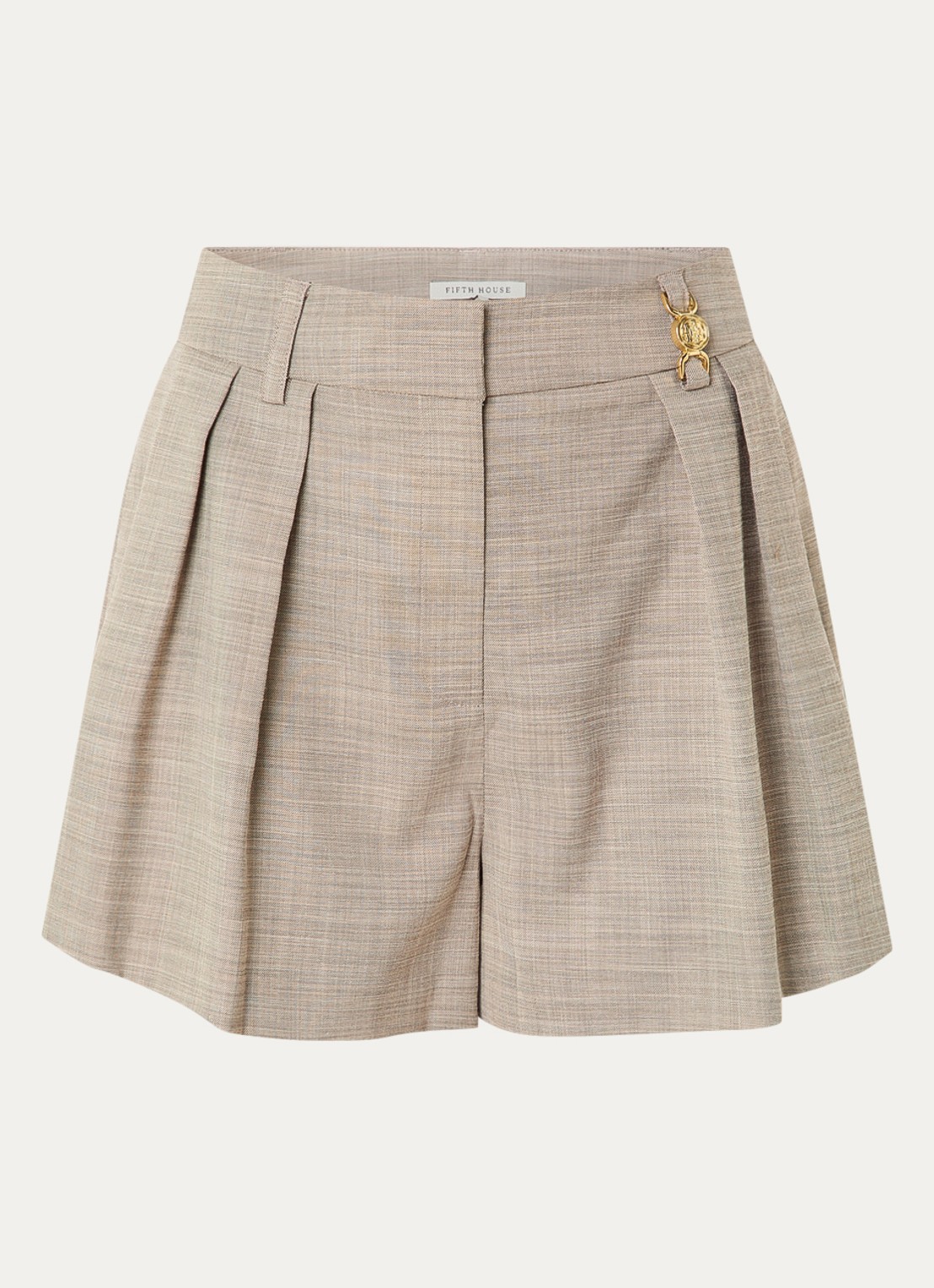 Fifth House Ozzy high waist straight leg korte broek met steekzakken  - voorkant middengrijs