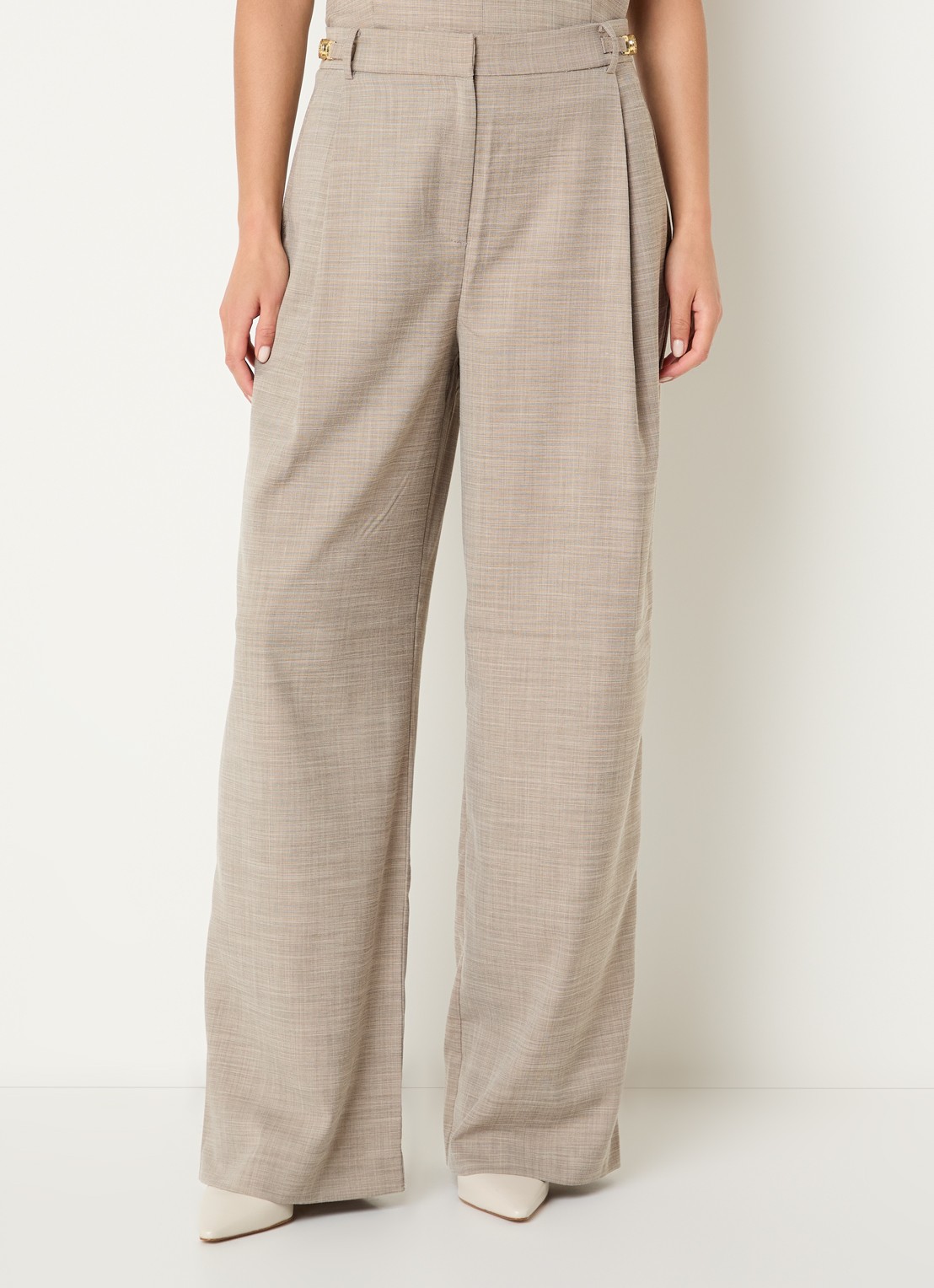 Fifth House Ozzy high waist straight leg pantalon met steekzakken  - detail 3 middengrijs