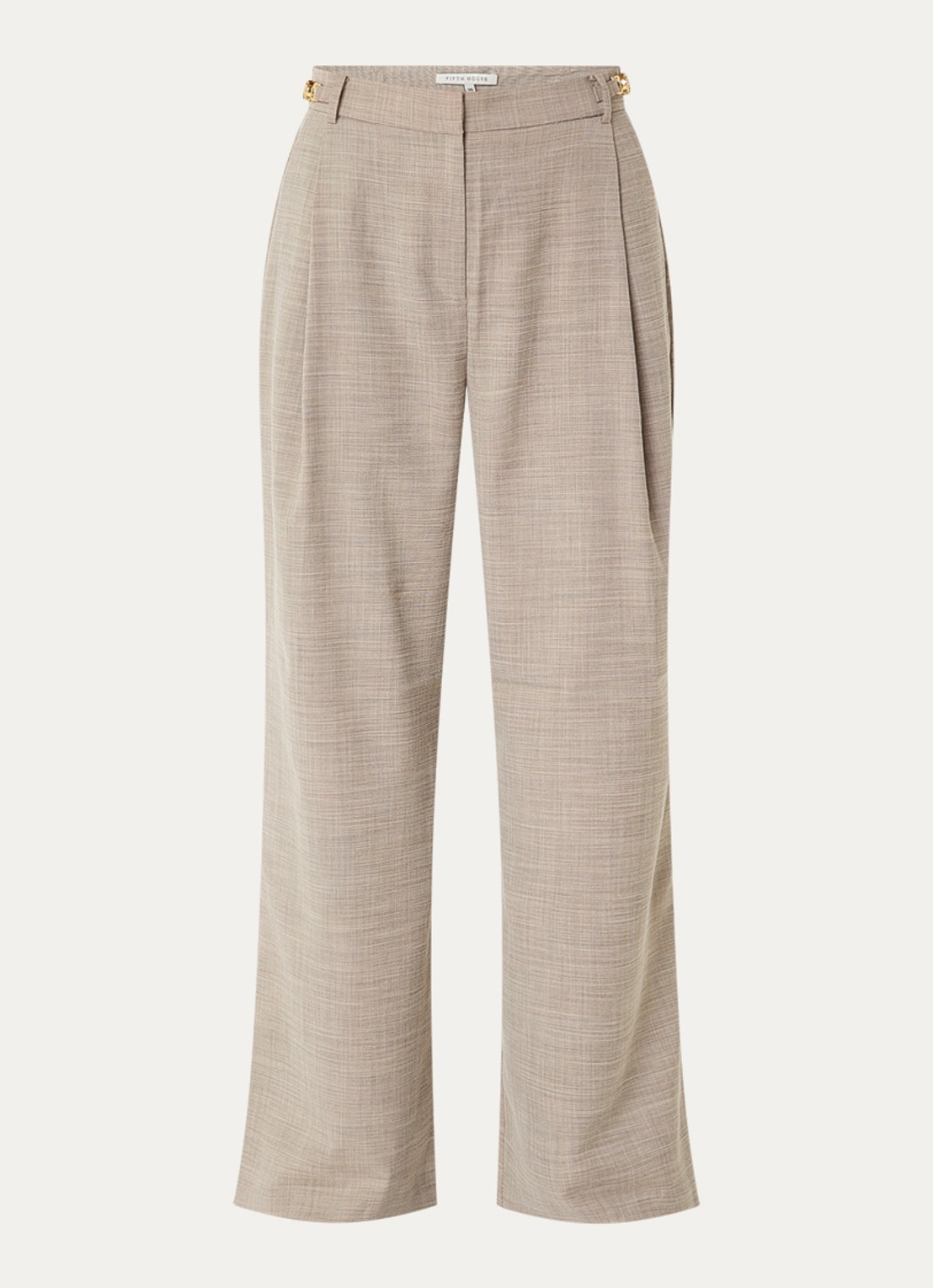Fifth House Ozzy high waist straight leg pantalon met steekzakken  - voorkant middengrijs