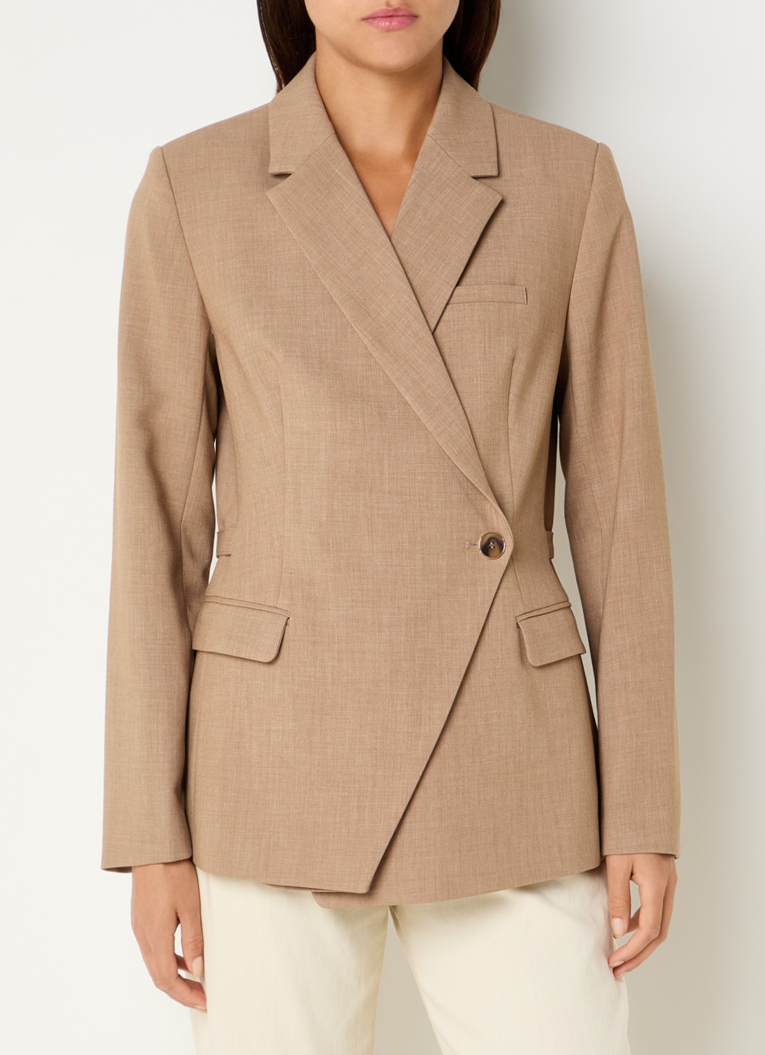 Fifth House Paloma asymmetrische blazer met klepzakken - detail 3 camel