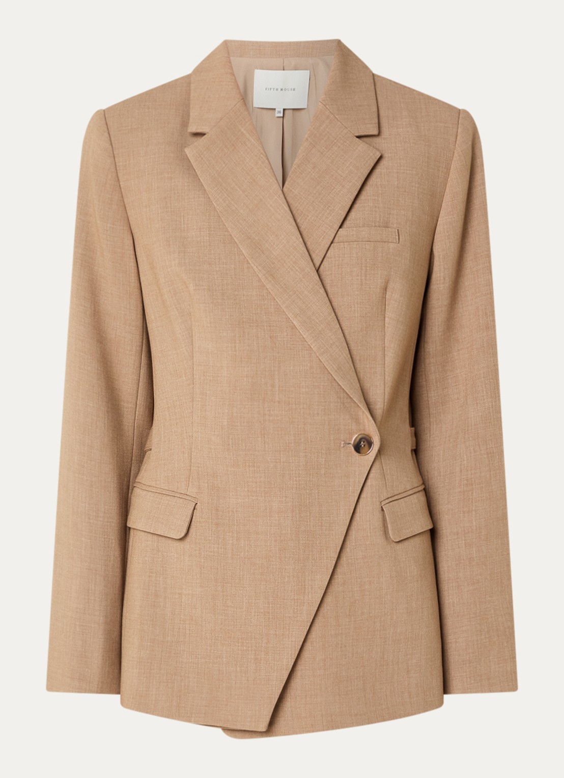Fifth House Paloma asymmetrische blazer met klepzakken - voorkant camel