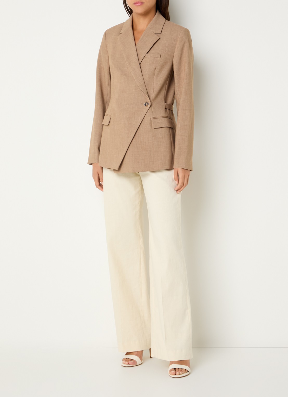 Fifth House Paloma asymmetrische blazer met klepzakken - voorkant 2 camel