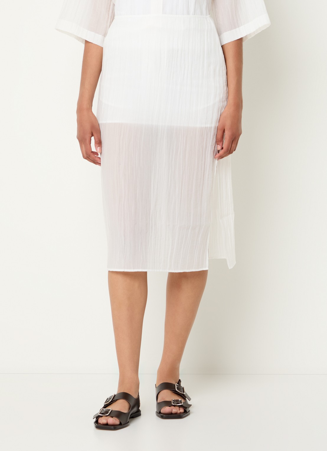 Filippa K Midi rok met structuur - detail gebroken wit
