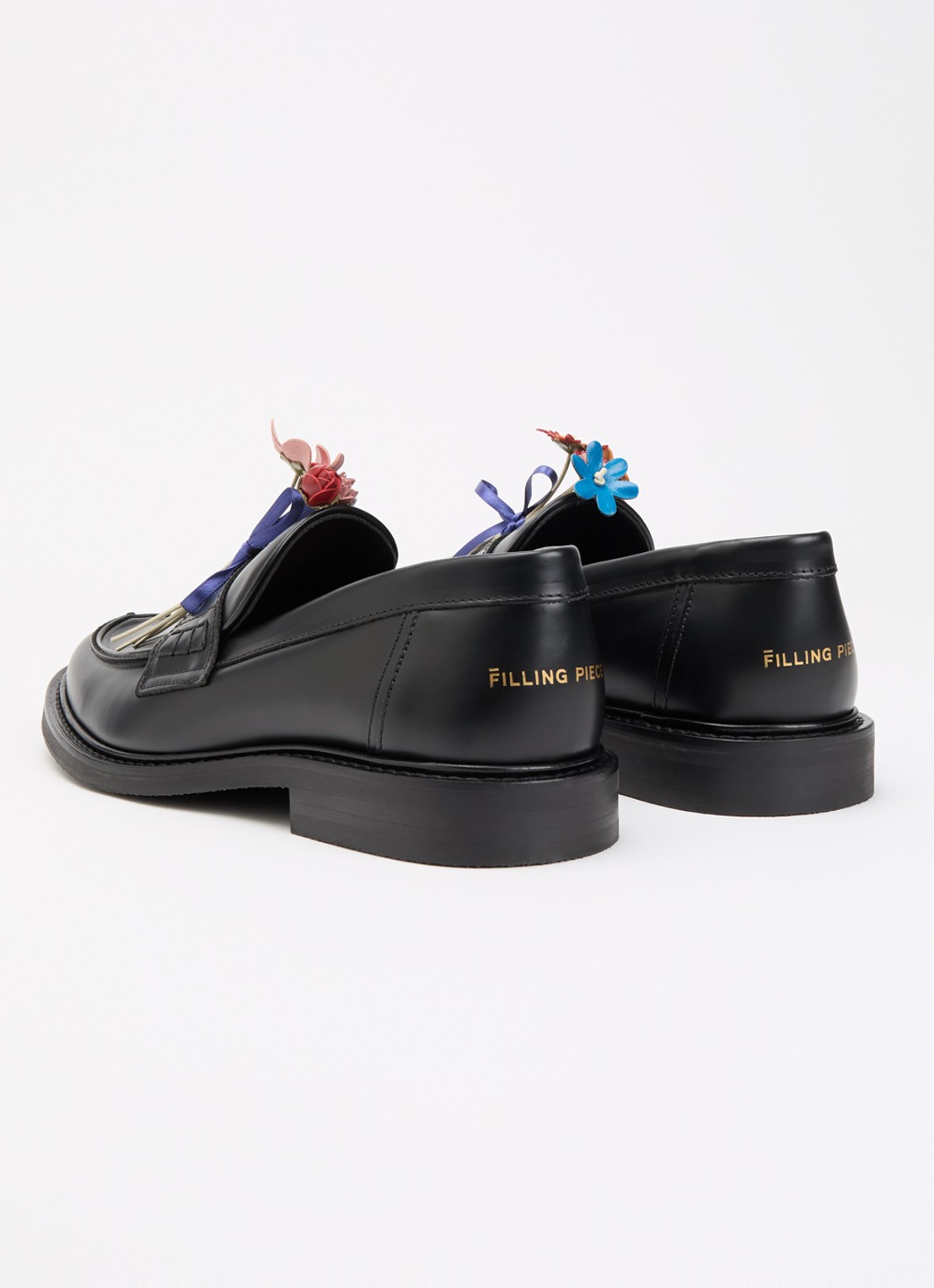 Filling Pieces Bouquet loafer van leer met applicatie - achterkant zwart