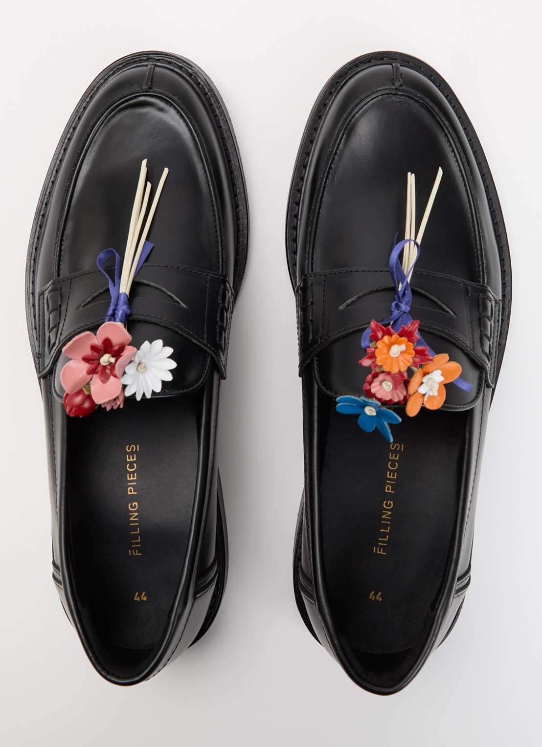 Filling Pieces Bouquet loafer van leer met applicatie - detail 4 zwart
