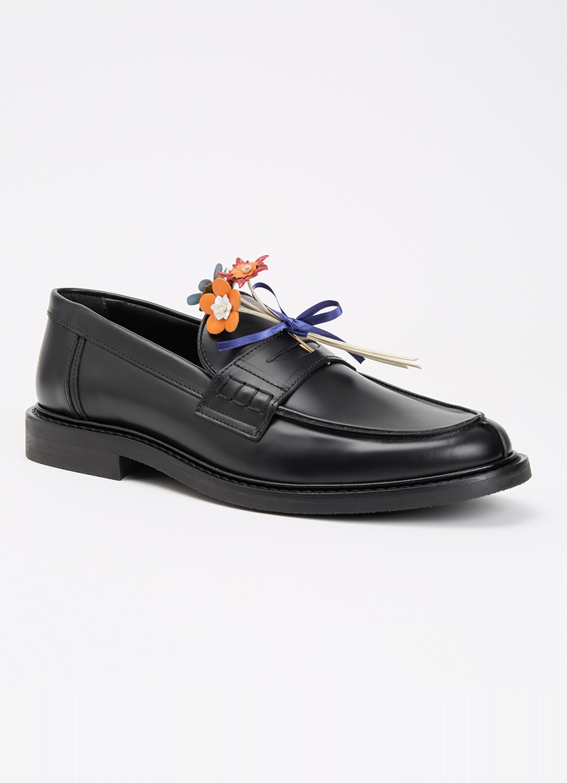 Filling Pieces Bouquet loafer van leer met applicatie - voorkant 2 zwart