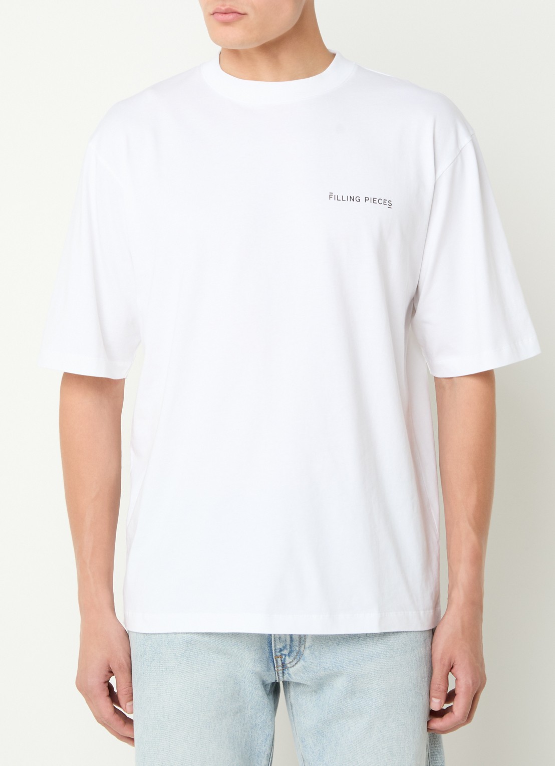 Filling Pieces Boxy T-shirt met logo - detail 2 wit