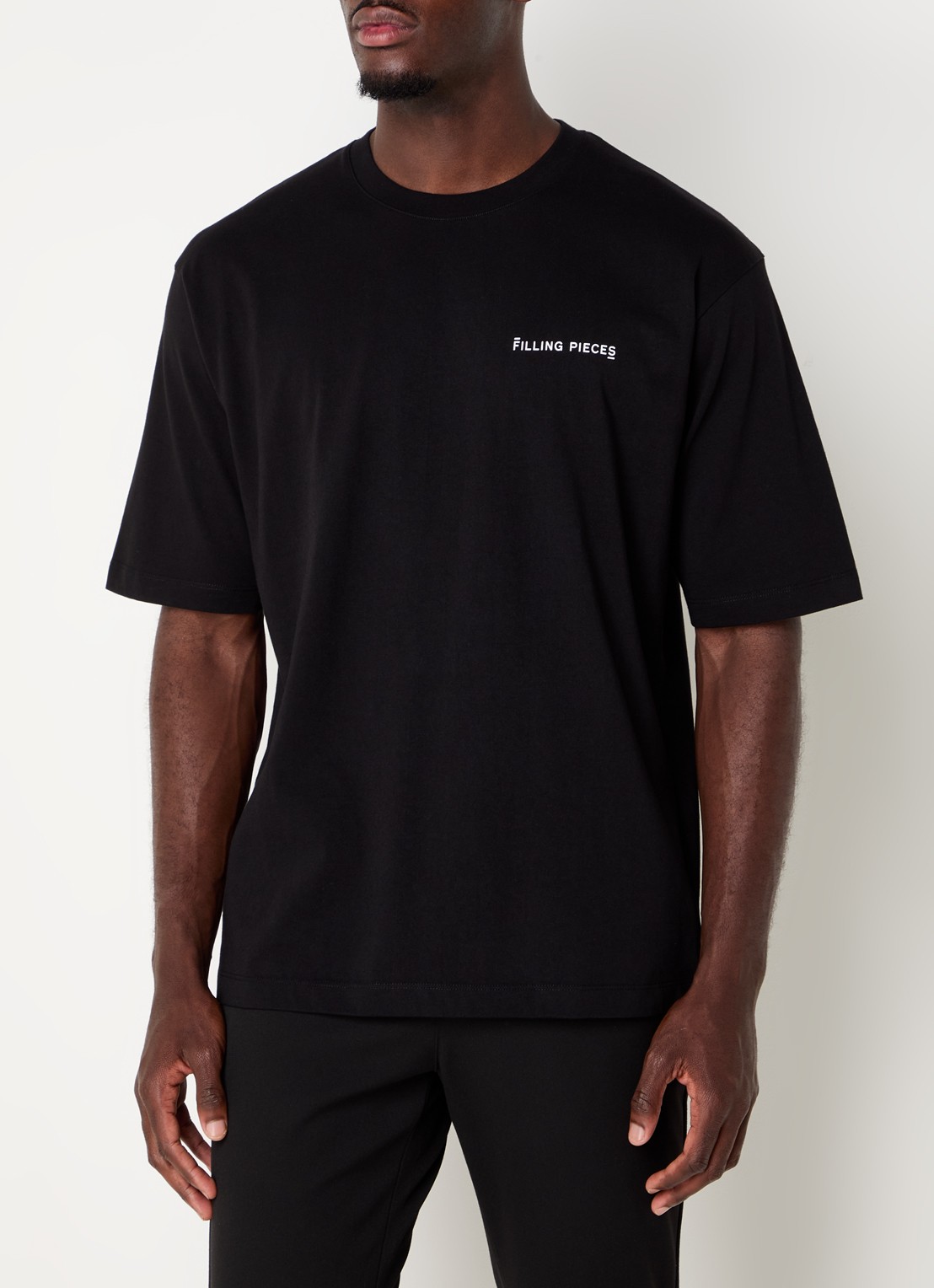 Filling Pieces Boxy T-shirt met logo - detail 4 zwart