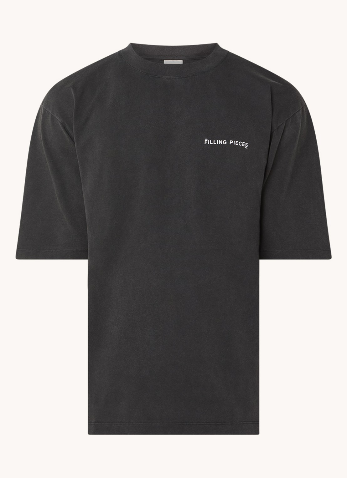 Filling Pieces Boxy T-shirt met logo - voorkant 2 antraciet