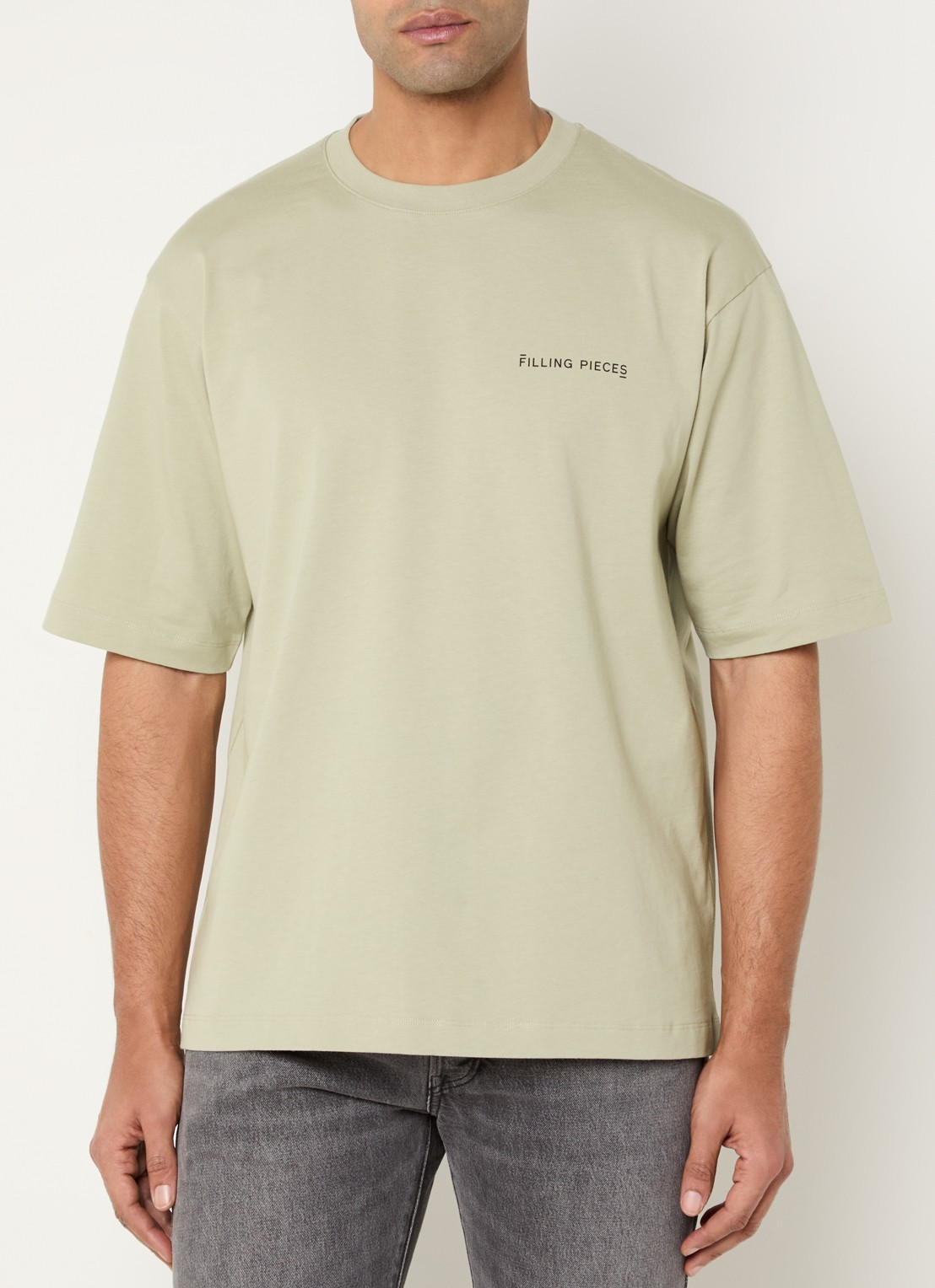 Filling Pieces Boxy T-shirt met logo - detail 4 lindegroen