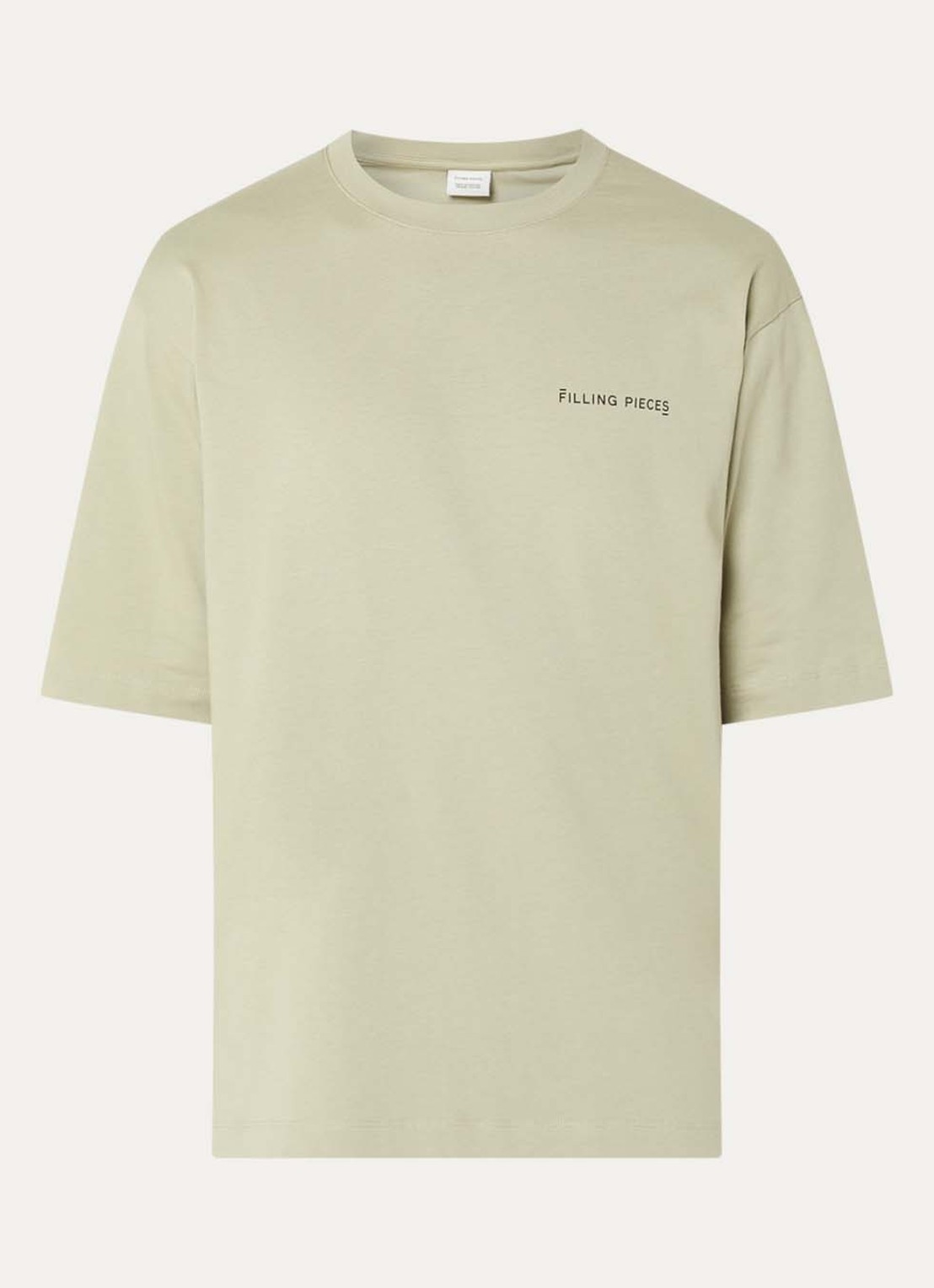 Filling Pieces Boxy T-shirt met logo - voorkant 2 lindegroen