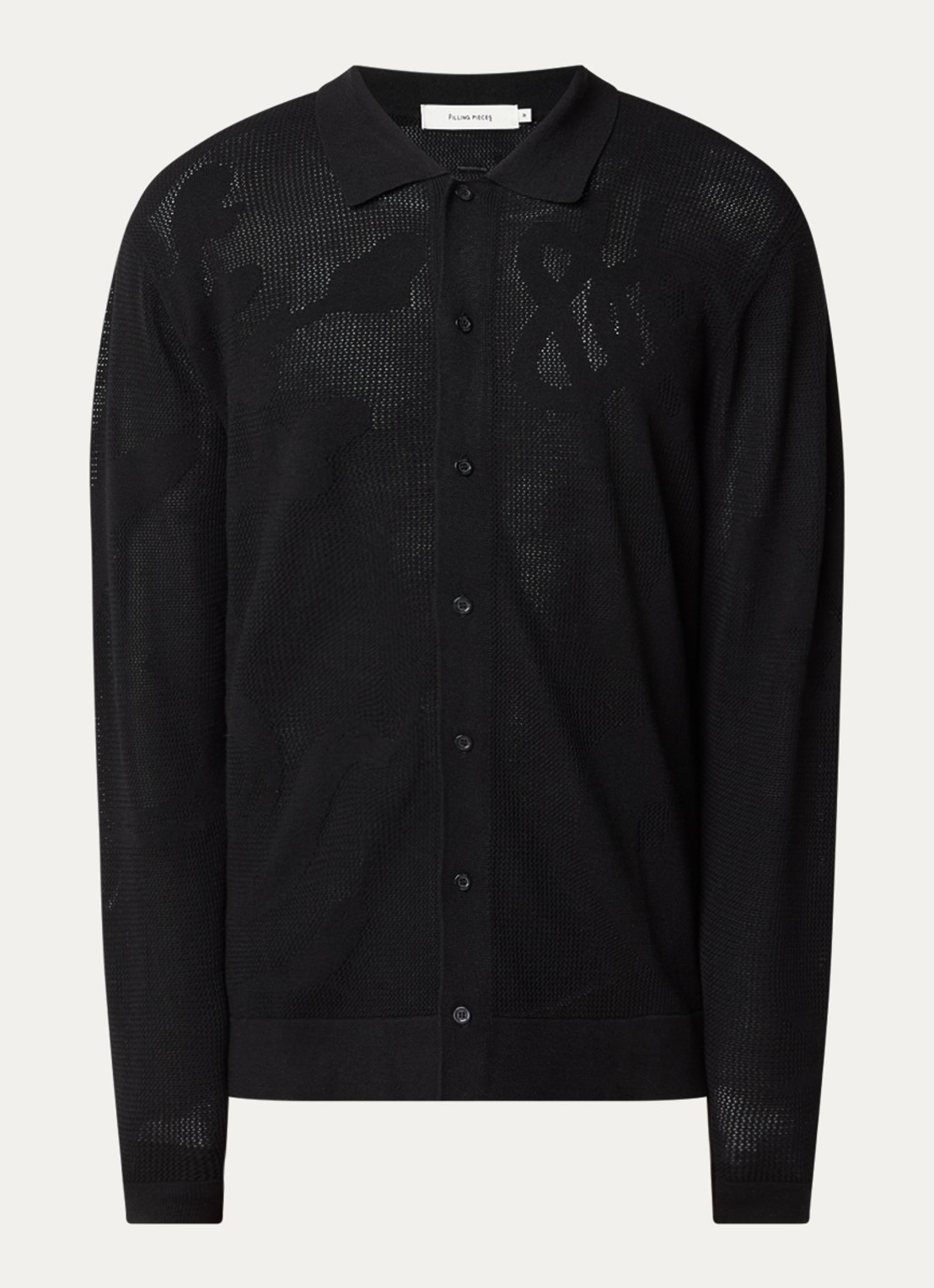 Filling Pieces Breaking Bread fijngebreid vest met kraag - voorkant zwart