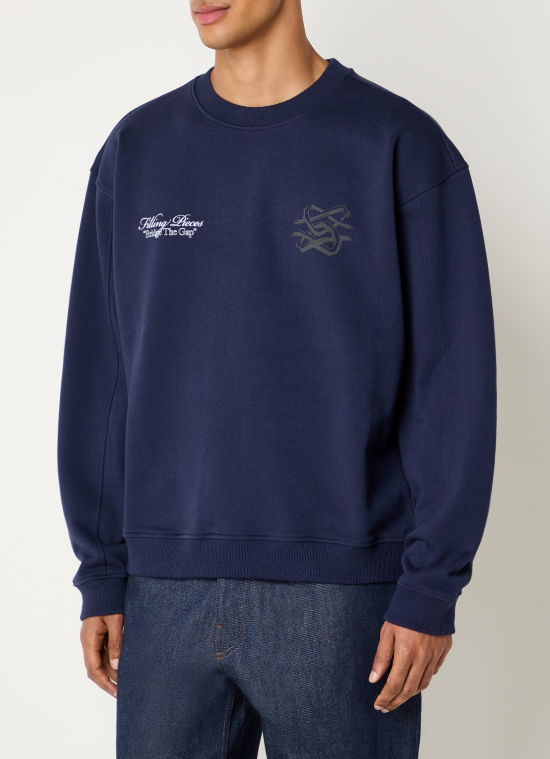 Filling Pieces Bridge the Gap sweater met logo- en backprint - achterkant 4 donkerblauw