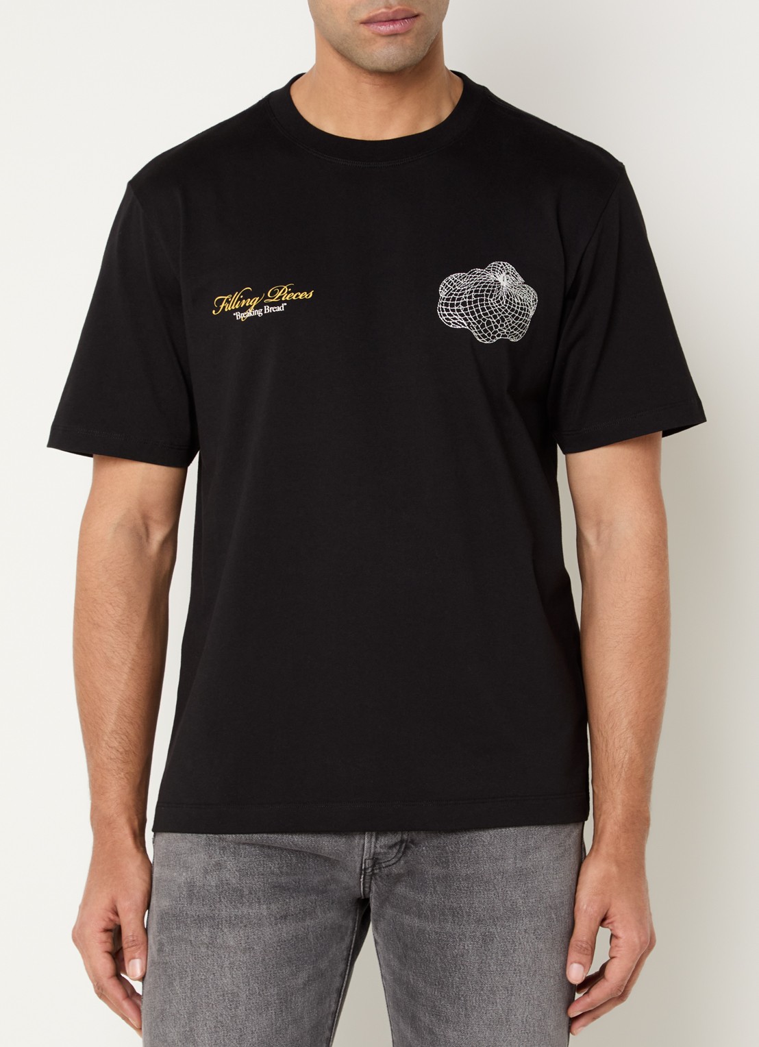 Filling Pieces Citrus T-shirt met logo- en backprint - achterkant 3 zwart