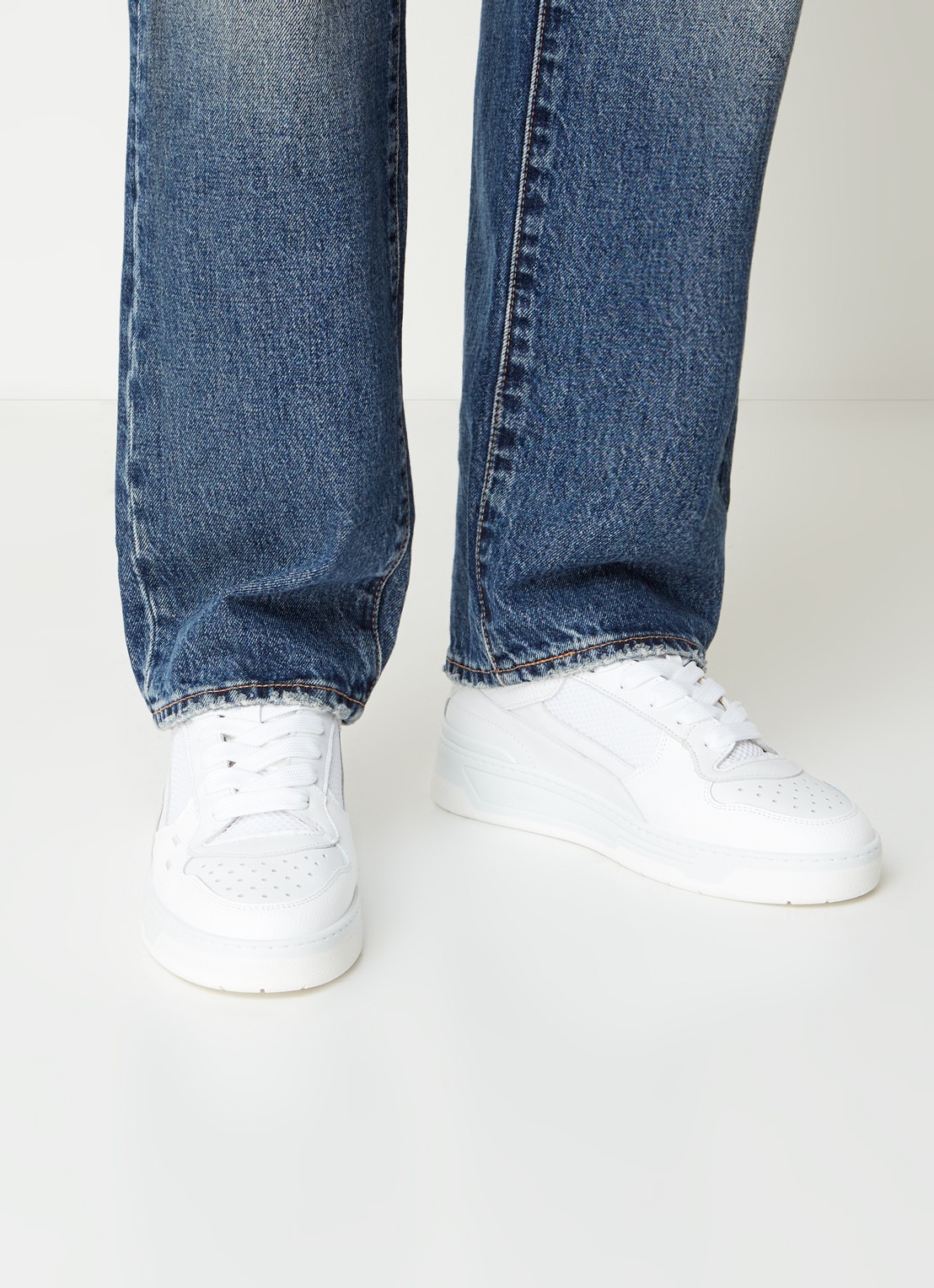 Filling Pieces Cruiser Crumbs sneaker met leren details - voorkant 2 wit