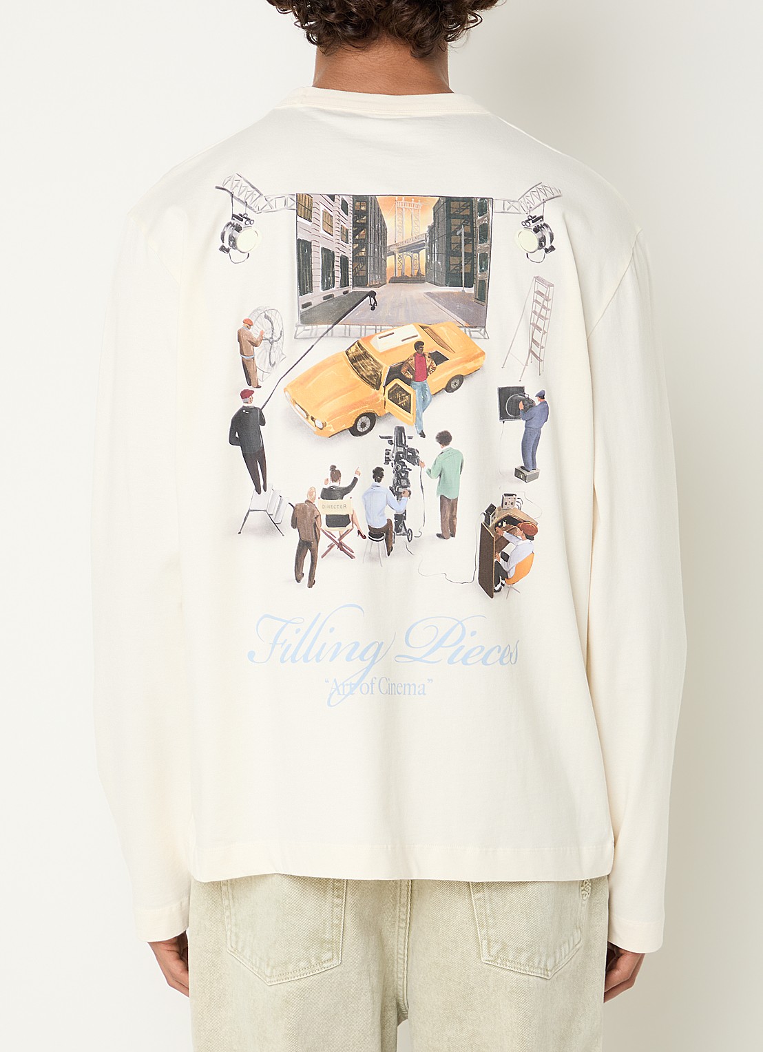 Filling Pieces Film Set longsleeve met logo- en backprint - detail gebroken wit