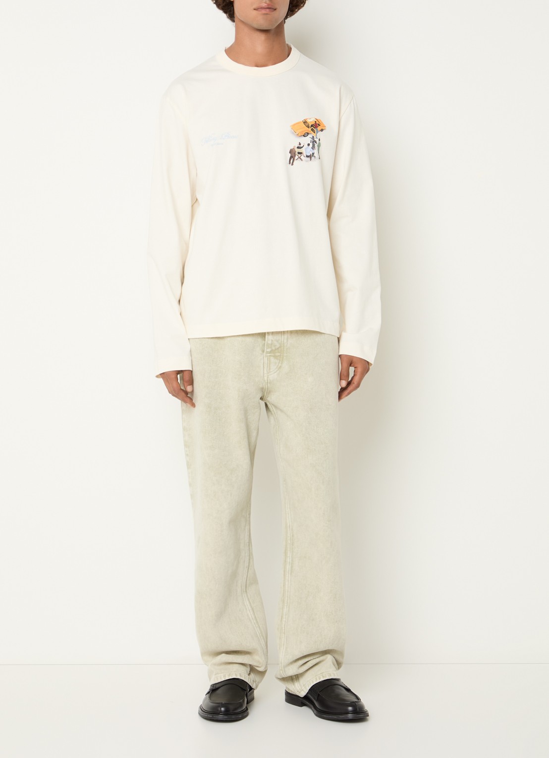 Filling Pieces Film Set longsleeve met logo- en backprint - voorkant 4 gebroken wit