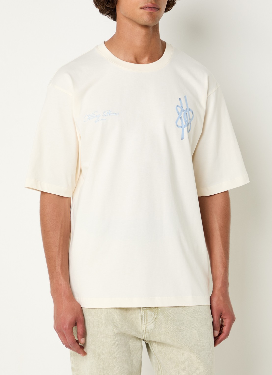 Filling Pieces Film Strip T-shirt met logo- en backprint - achterkant 4 gebroken wit