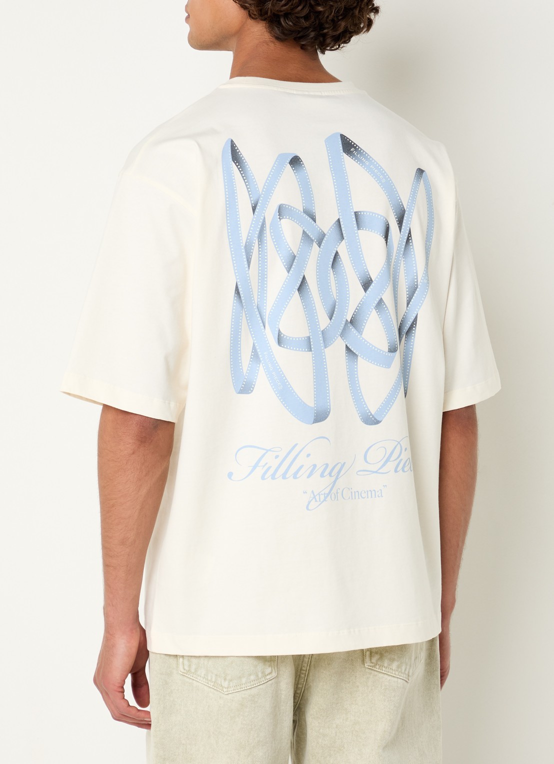 Filling Pieces Film Strip T-shirt met logo- en backprint - detail 3 gebroken wit