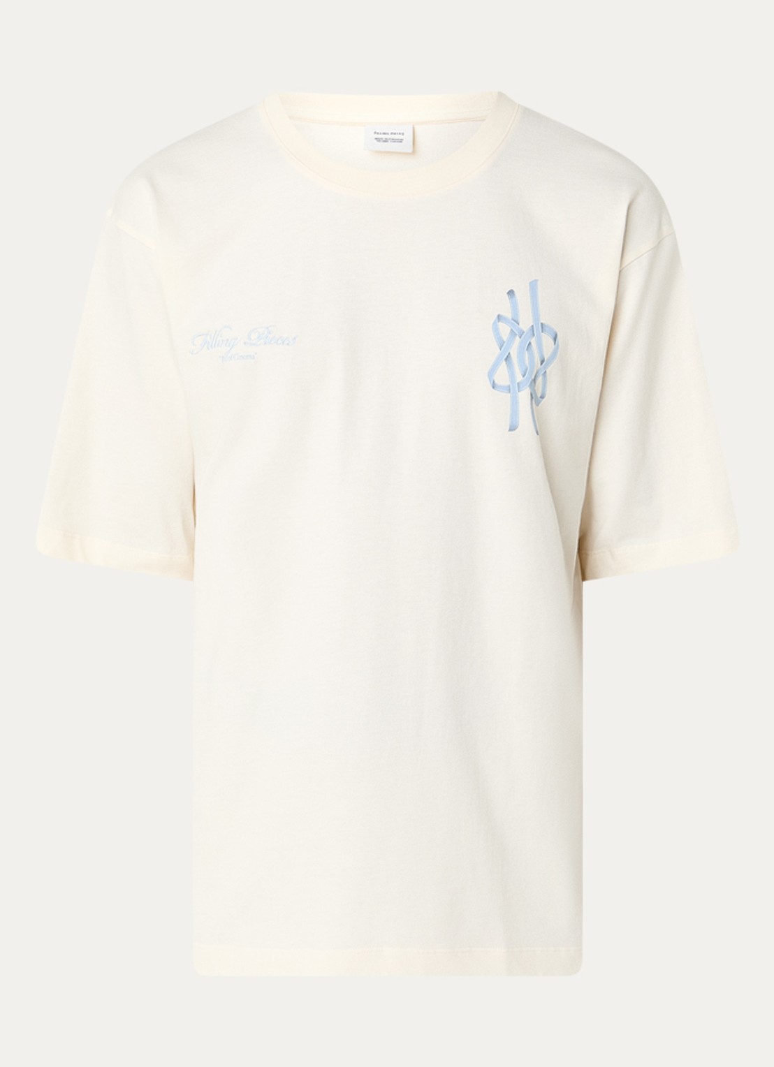 Filling Pieces Film Strip T-shirt met logo- en backprint - voorkant gebroken wit