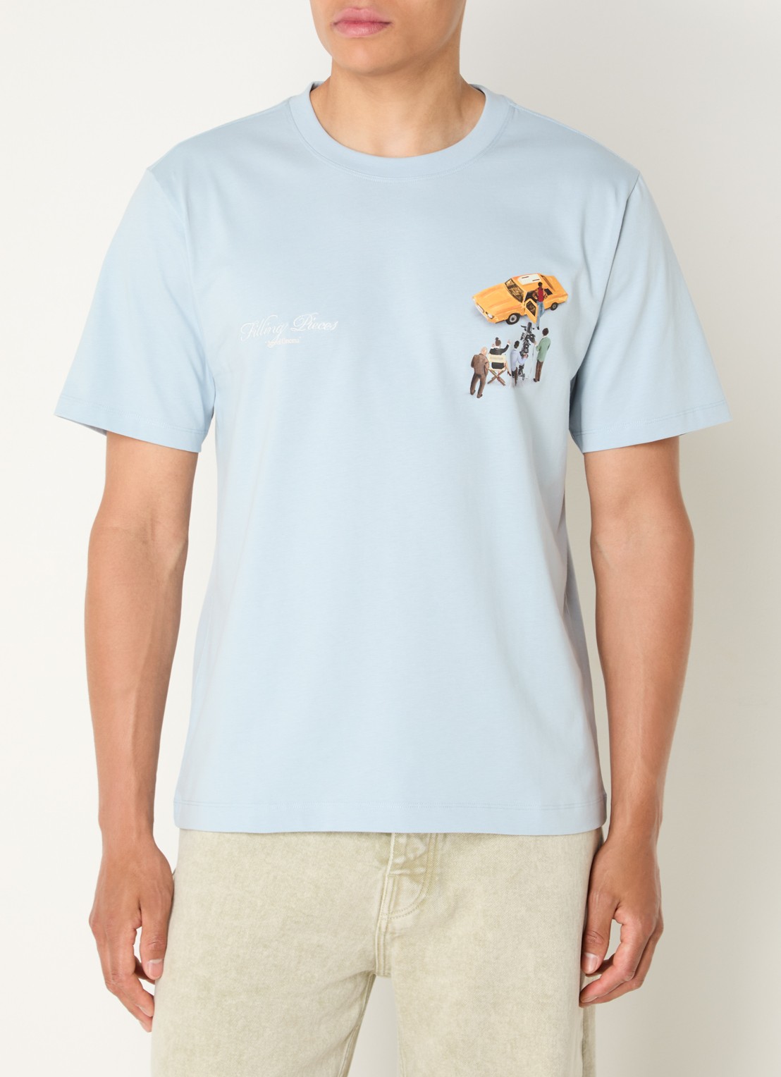 Filling Pieces Film T-shirt logo- en backprint - achterkant lichtblauw