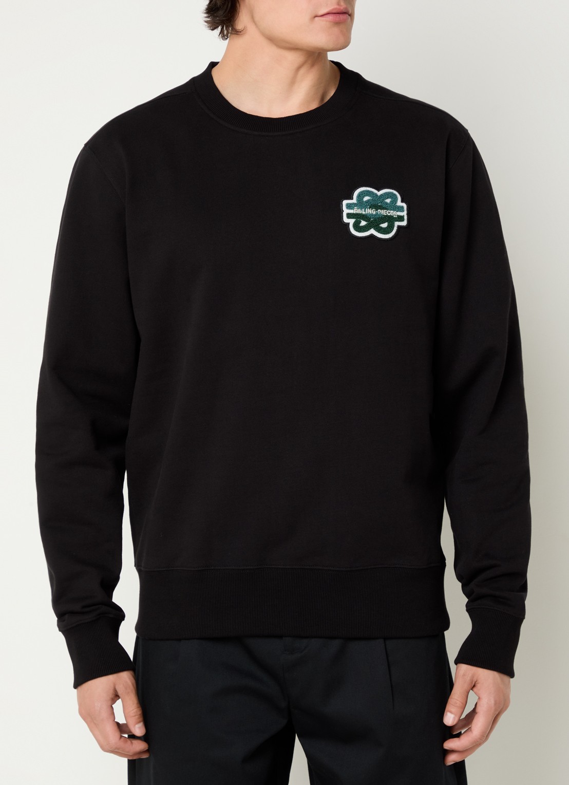 Filling Pieces Gowtu sweater van  katoen met logo - detail 2 zwart