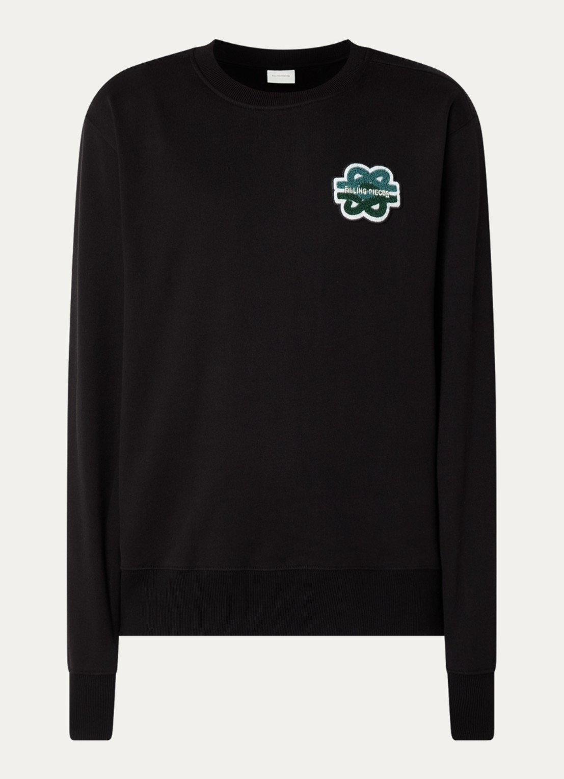 Filling Pieces Gowtu sweater van  katoen met logo - voorkant 3 zwart
