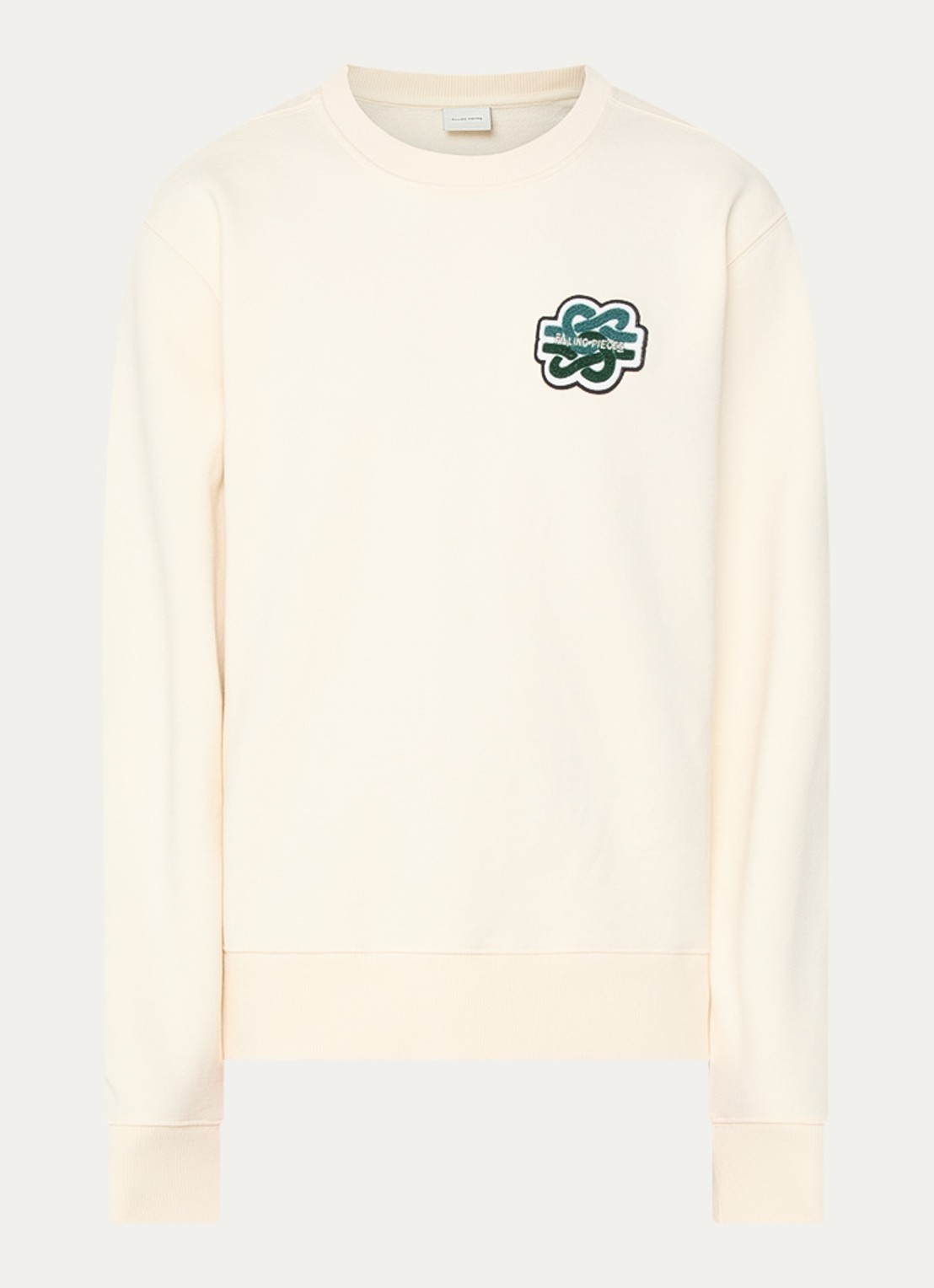Filling Pieces Gowtu sweater van  katoen met logo - voorkant 2 creme