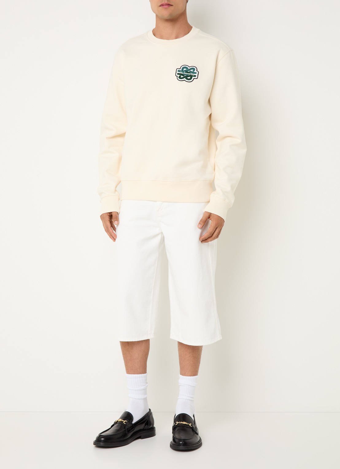 Filling Pieces Gowtu sweater van  katoen met logo - voorkant 3 creme