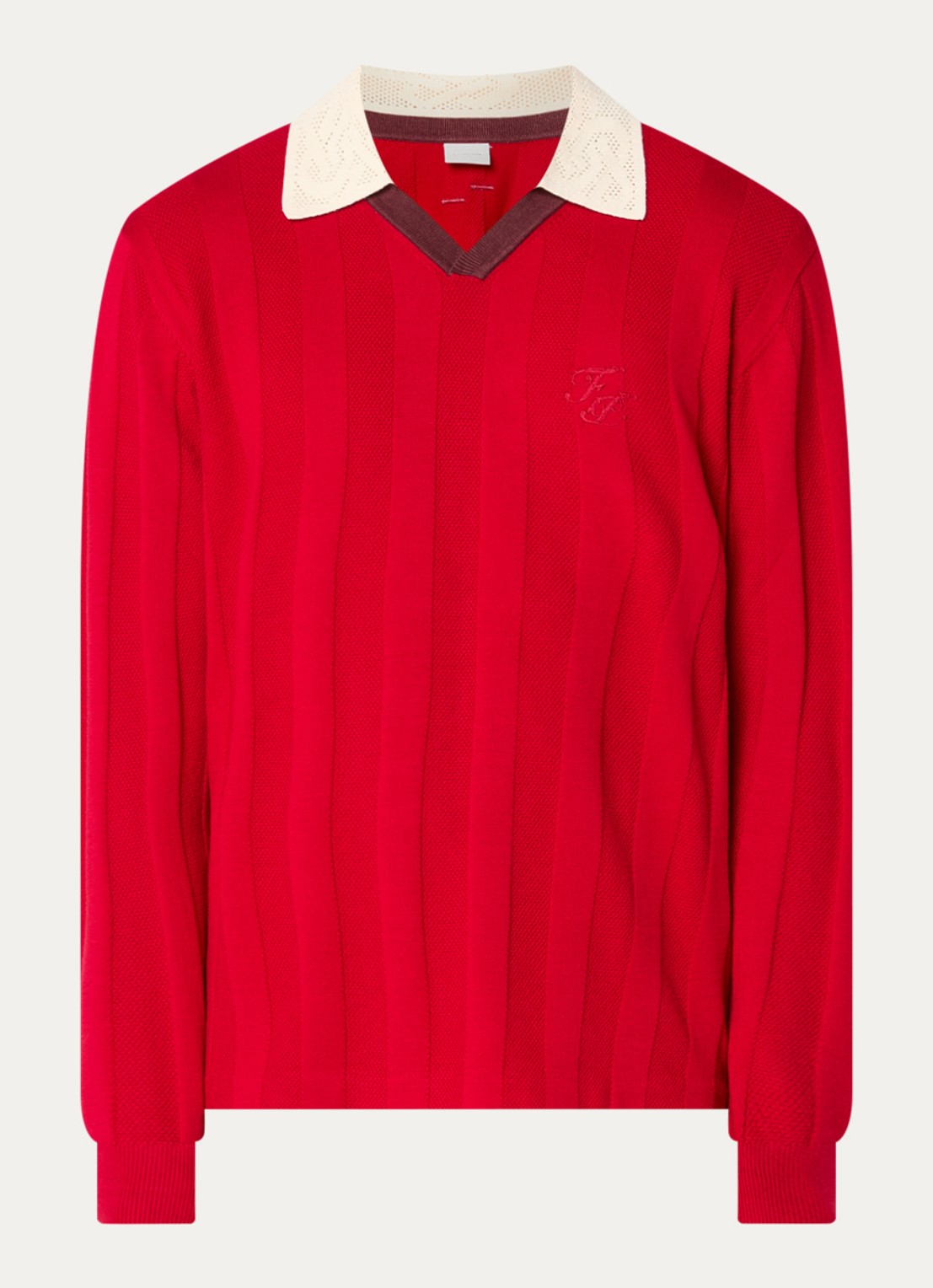 Filling Pieces Grofgebreide pullover met logo - voorkant rood