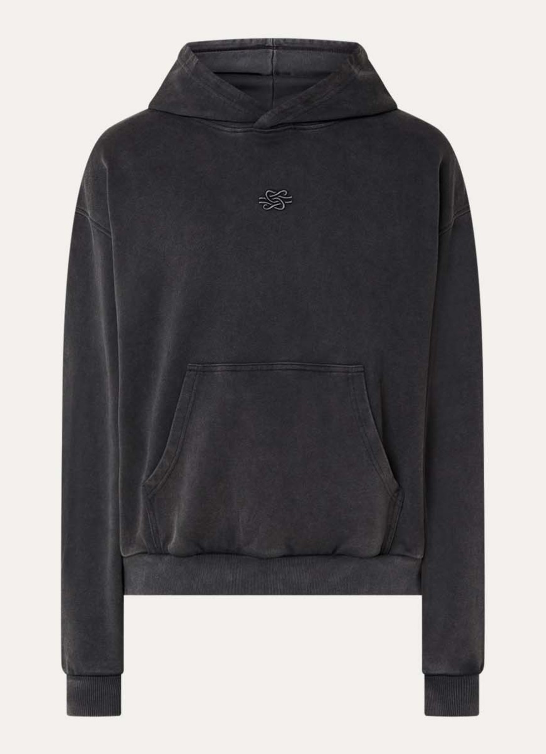 Filling Pieces Hoodie met logoborduring - voorkant 2 antraciet