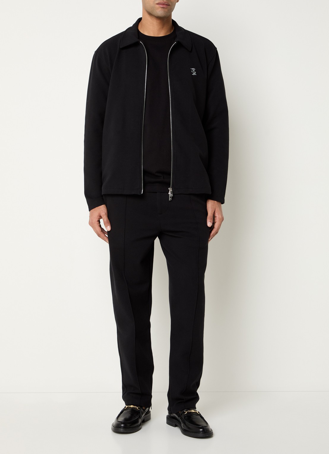 Filling Pieces Jack in  katoenblend met logoborduring en steekzakken - voorkant 4 zwart