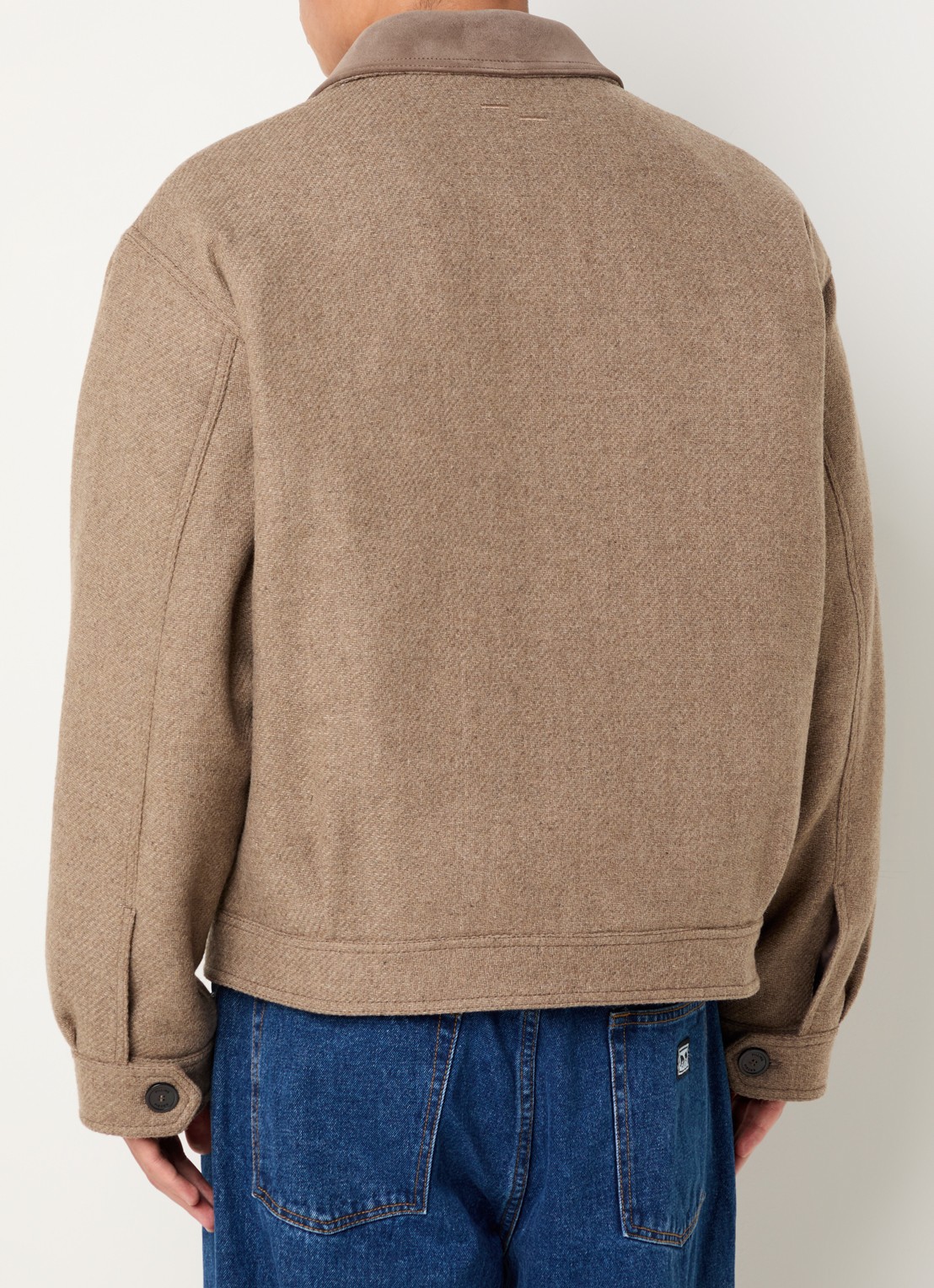 Filling Pieces Jack in wolblend met borst- en steekzakken - achterkant 3 zand