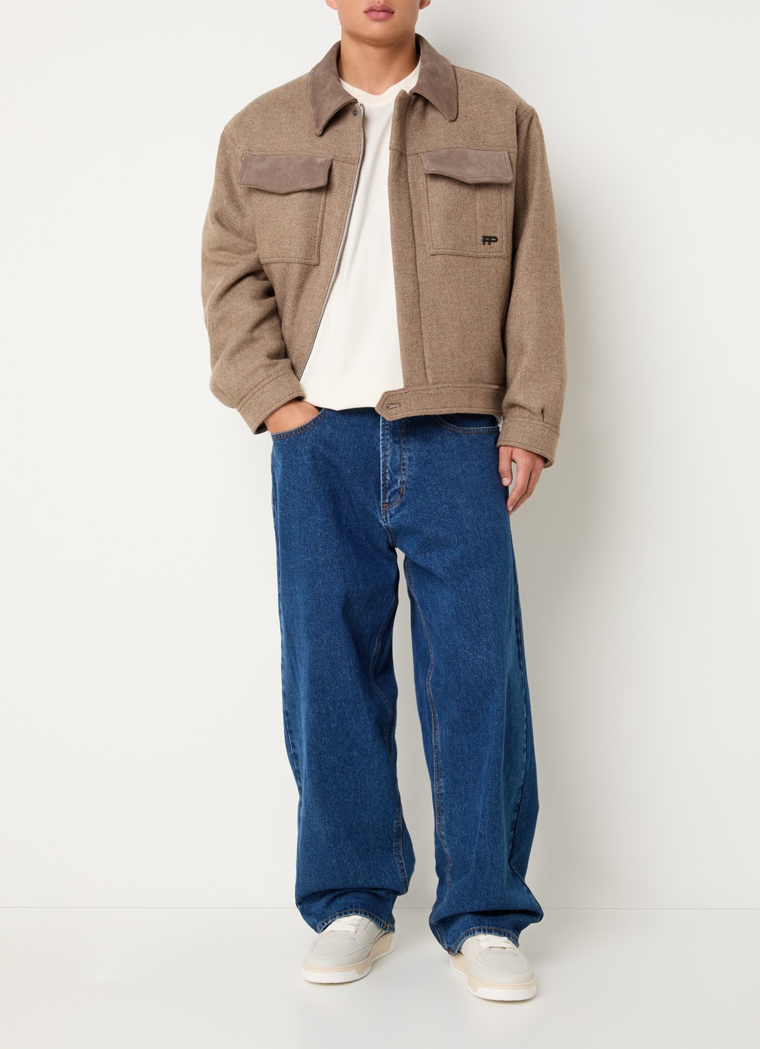 Filling Pieces Jack in wolblend met borst- en steekzakken - voorkant 2 zand