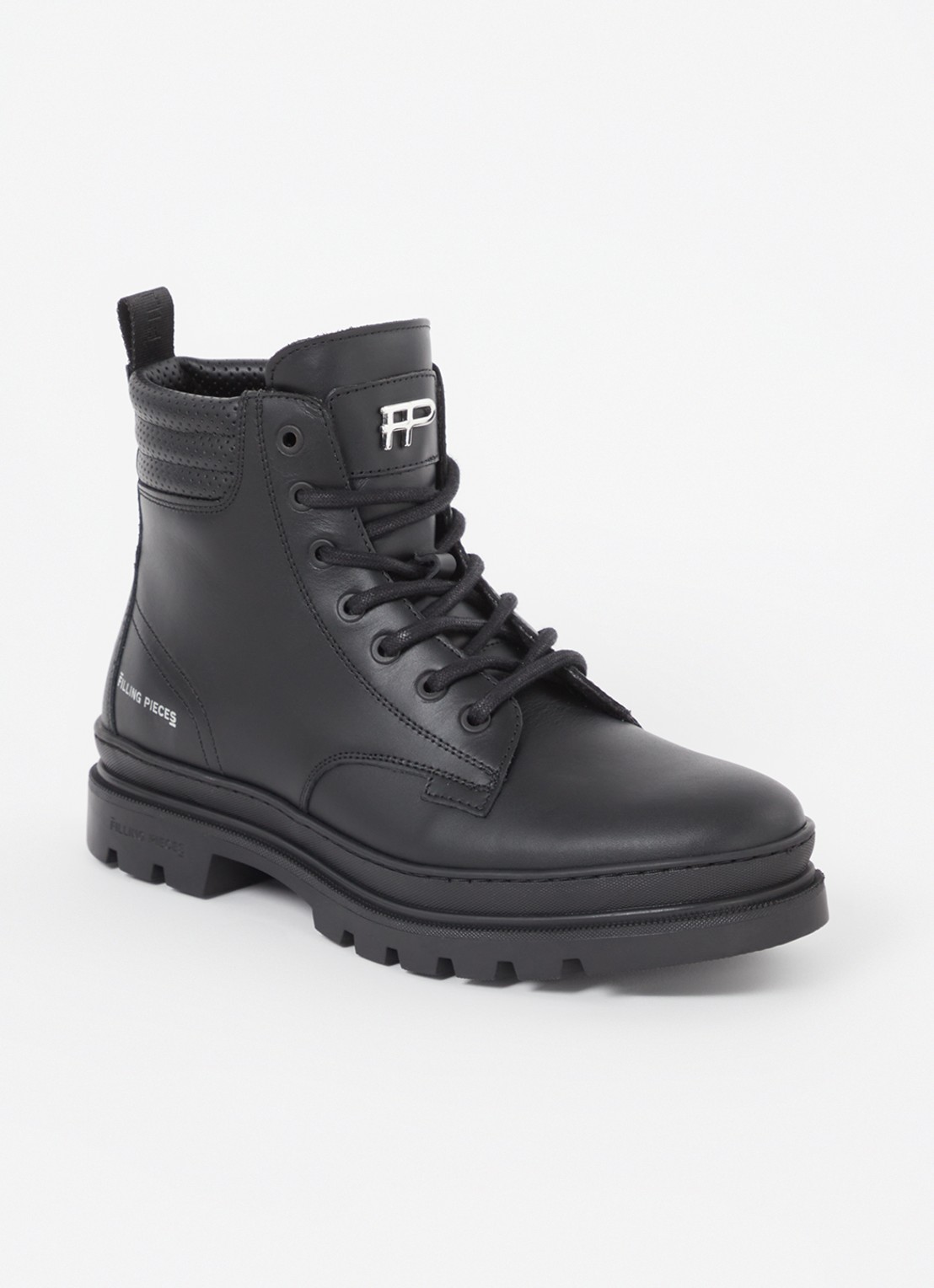 Filling Pieces Josh veterboot van leer - voorkant 5 zwart