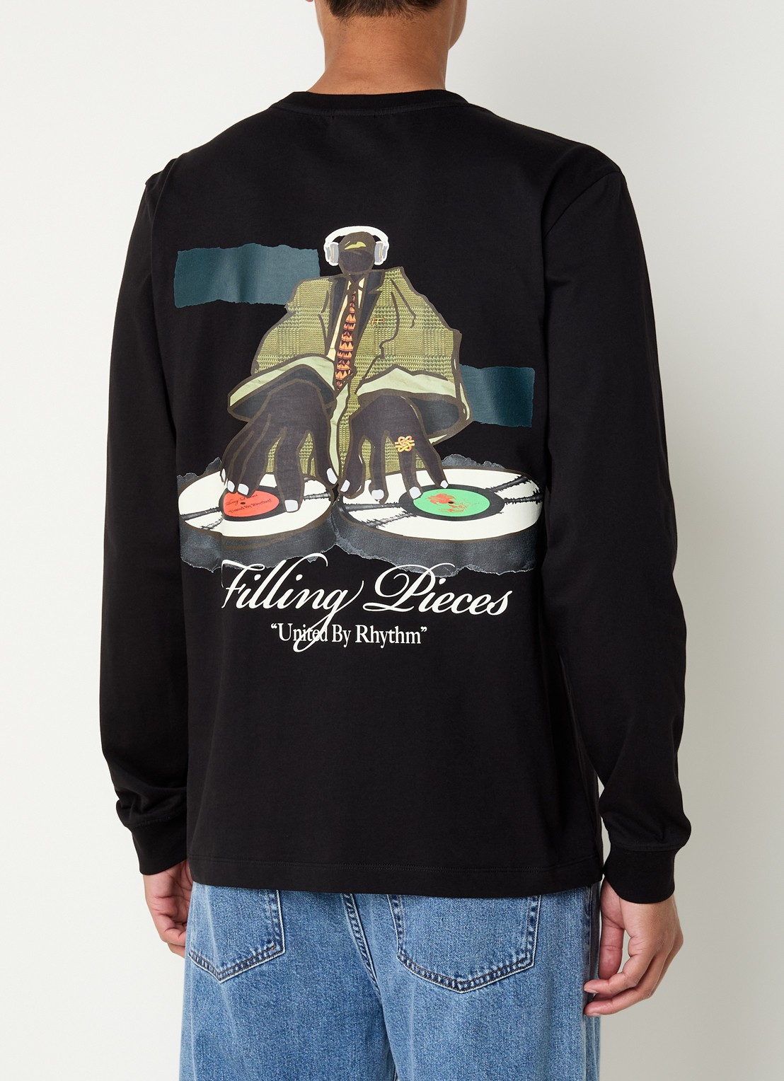 Filling Pieces Longsleeve met logo- en backprint - detail zwart