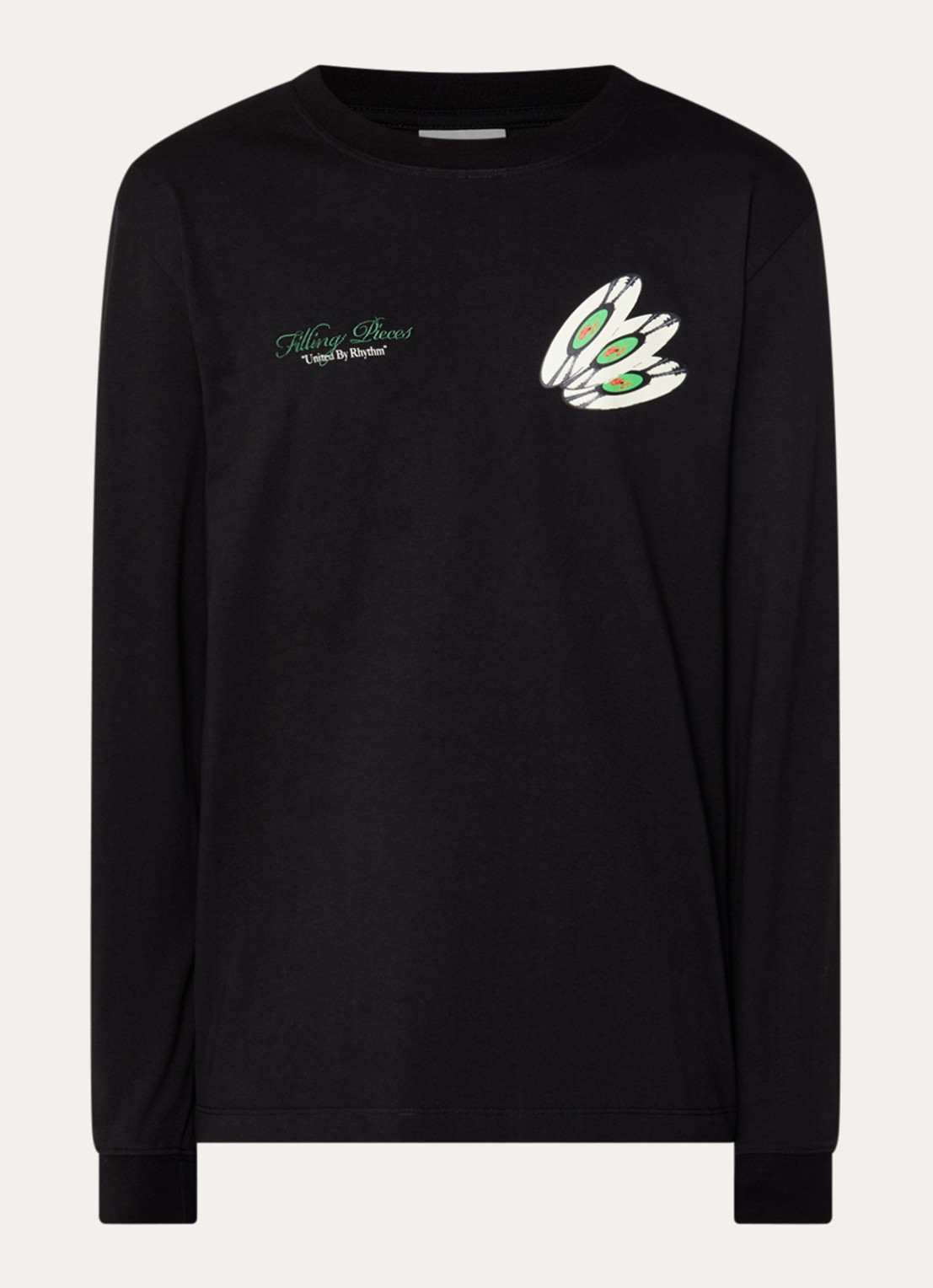 Filling Pieces Longsleeve met logo- en backprint - voorkant 2 zwart