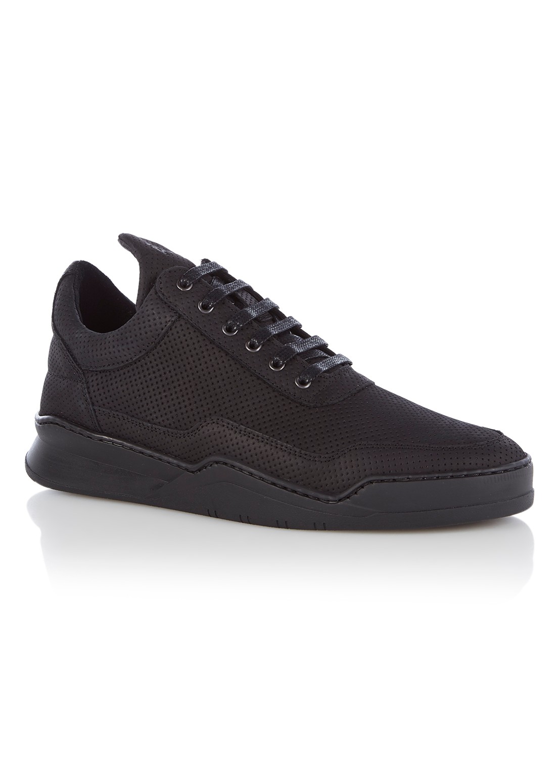 Filling Pieces Low Top Ghost Microlane sneaker van nubuck - voorkant zwart